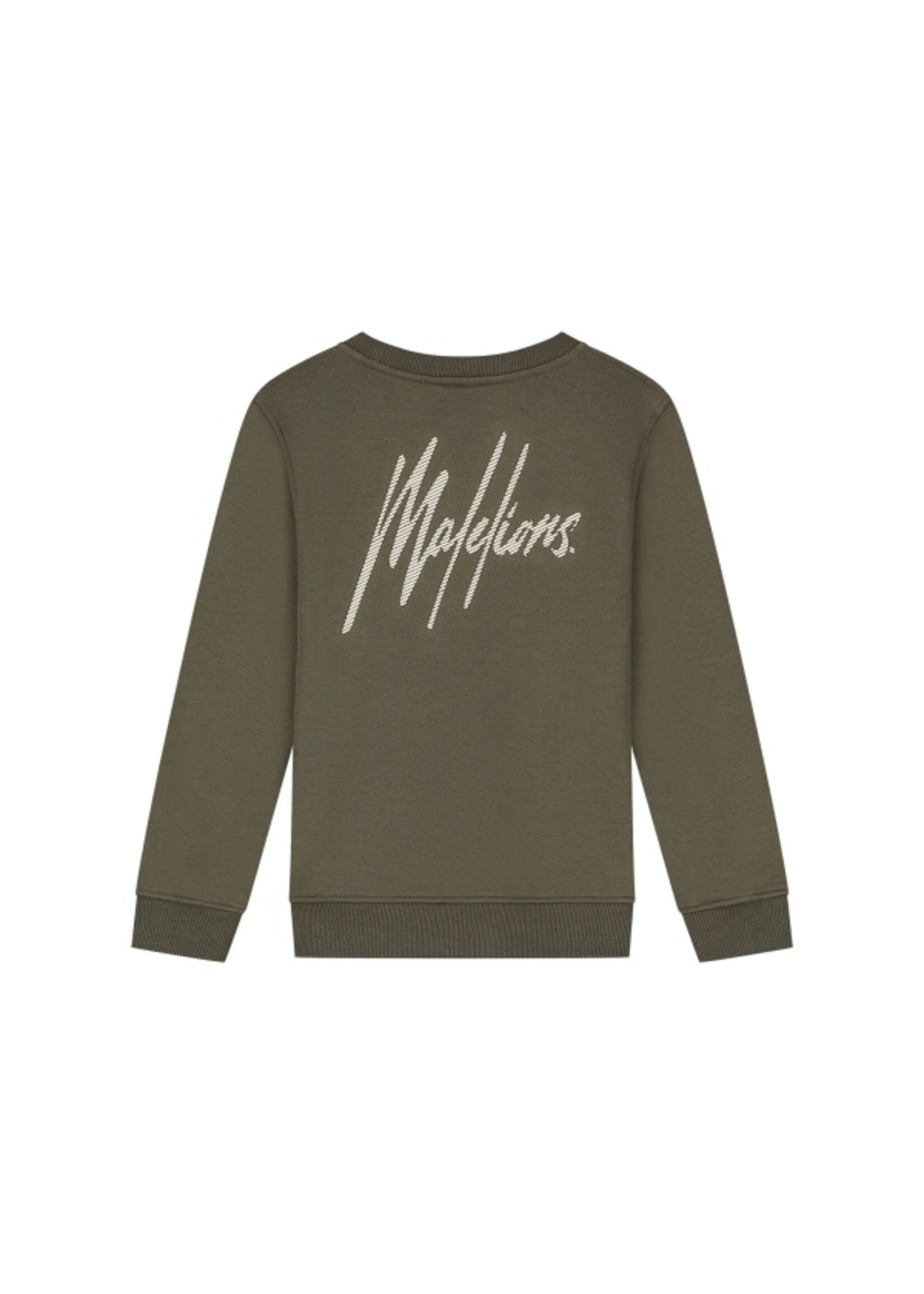 Malelions Sweater Striped Signature Sweater (MJ1-AW25-05 - groen/beige