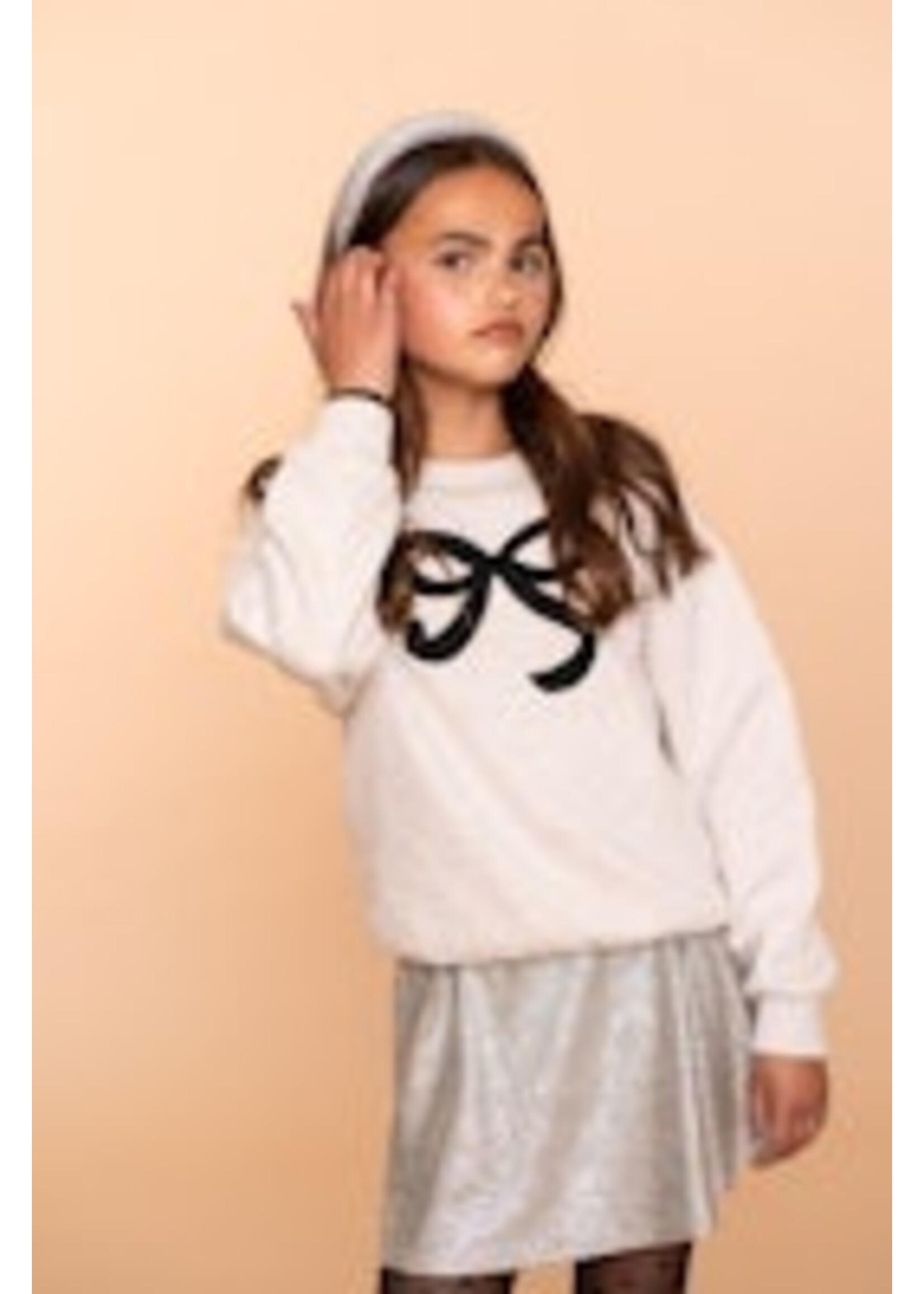 Geisha Sweater Bow 52587 - beige/zwart melange