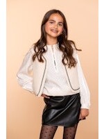 Geisha Blouse shiny dots 53547 - ivoor/zwart