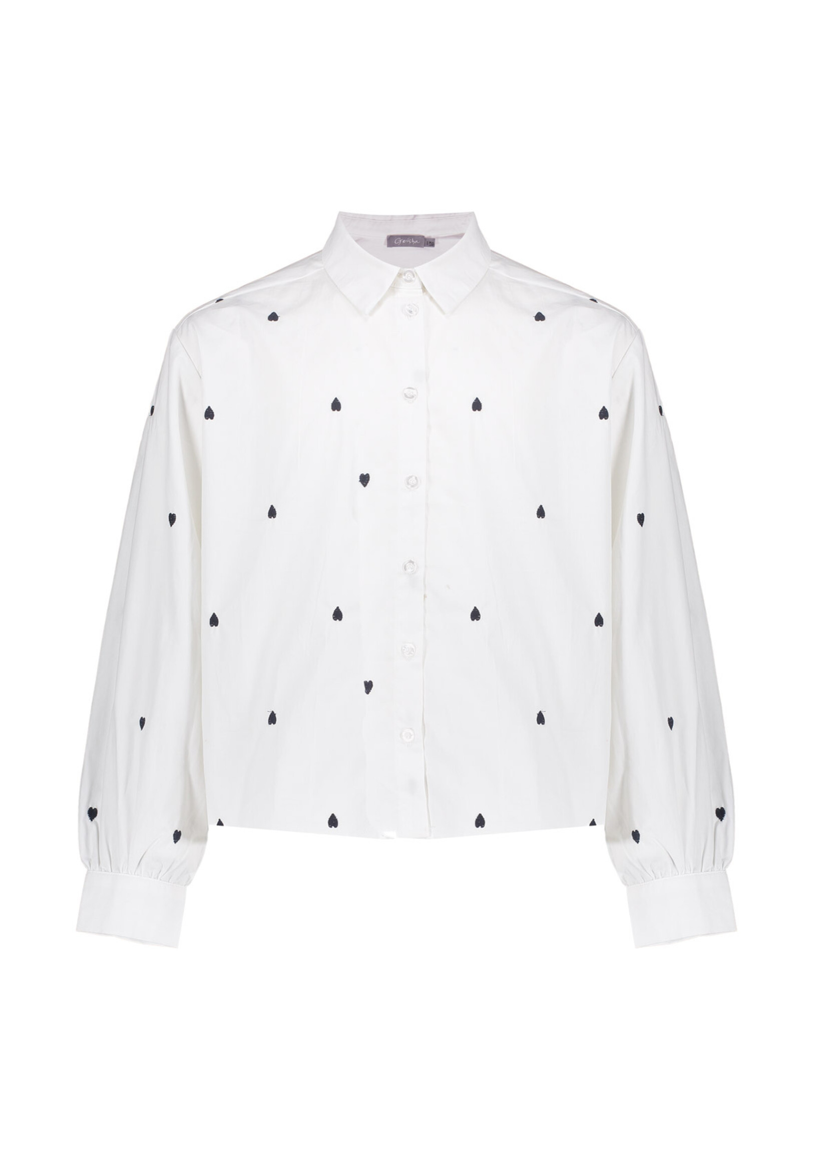 Geisha Blouse hearts 53548 - wit/zwart