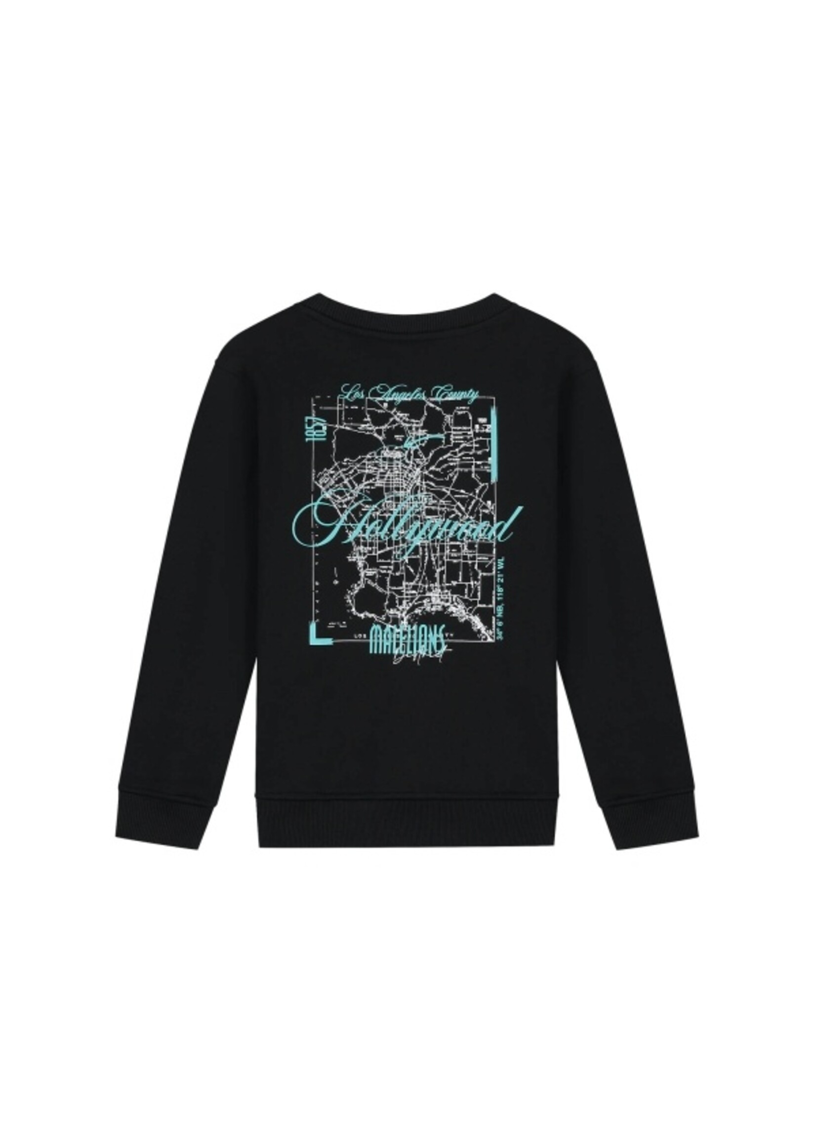 Malelions Hollywood Map Sweater (MJ2-AW25-05) - zwart