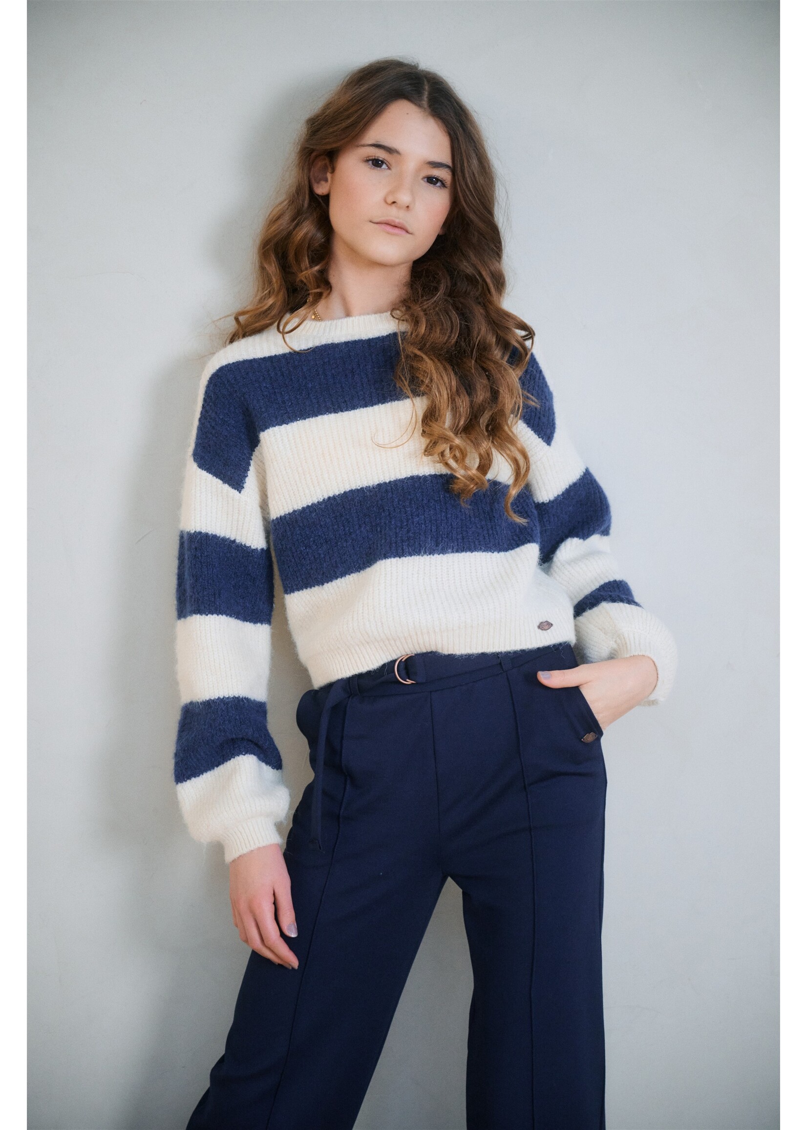 Nobell Sweater Kate colorblock 3307 - donkerblauw