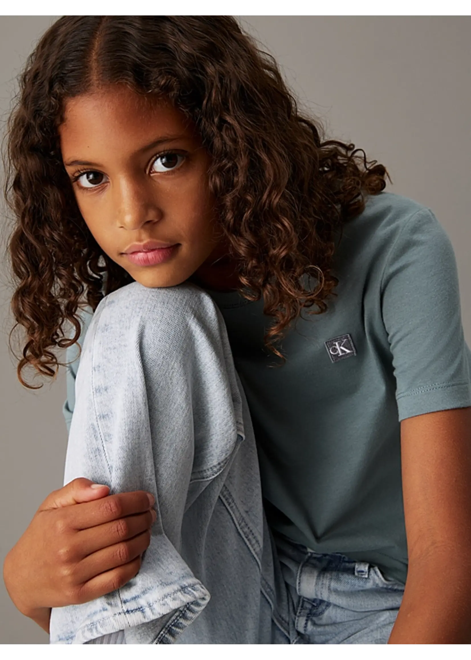 Calvin Klein T-Shirt   IU0IU00543CFF - MONO MINI BADGE REG - grijsblauw