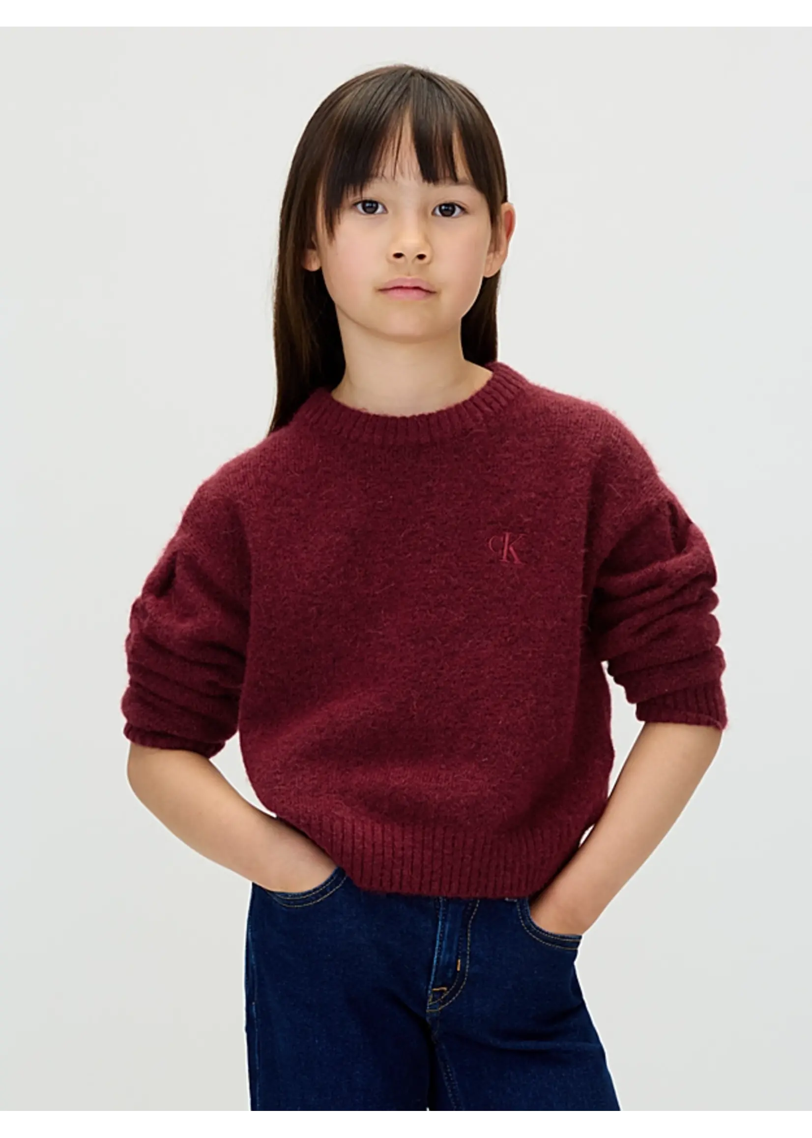 Calvin Klein Sweater  IG0IG03048XU4 - BOX PLEAT FLUFFY SWEATER - bruin