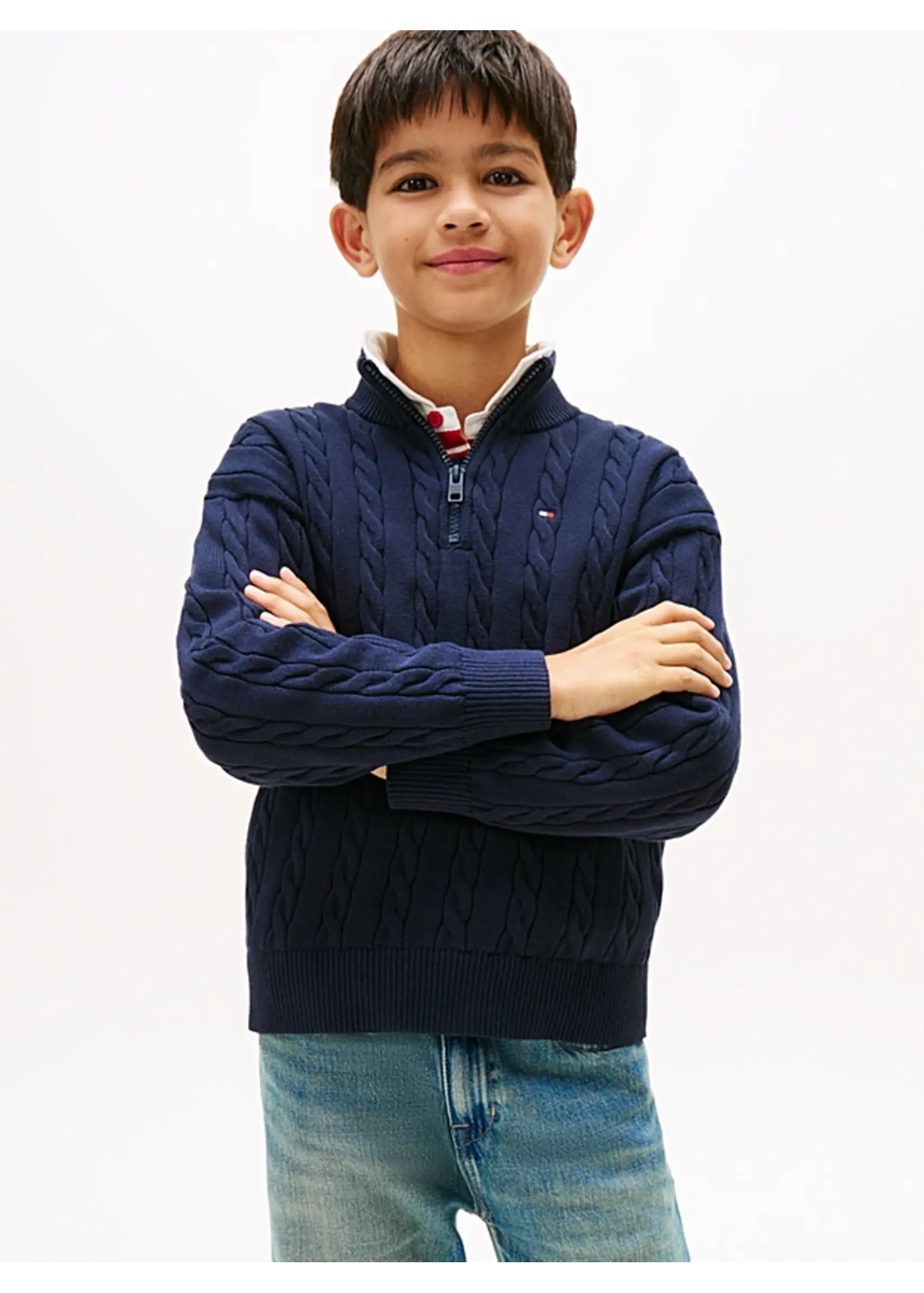 Tommy Hilfiger COTTON CABLE HALF ZIP SWEATER - KB0KB09971C1G