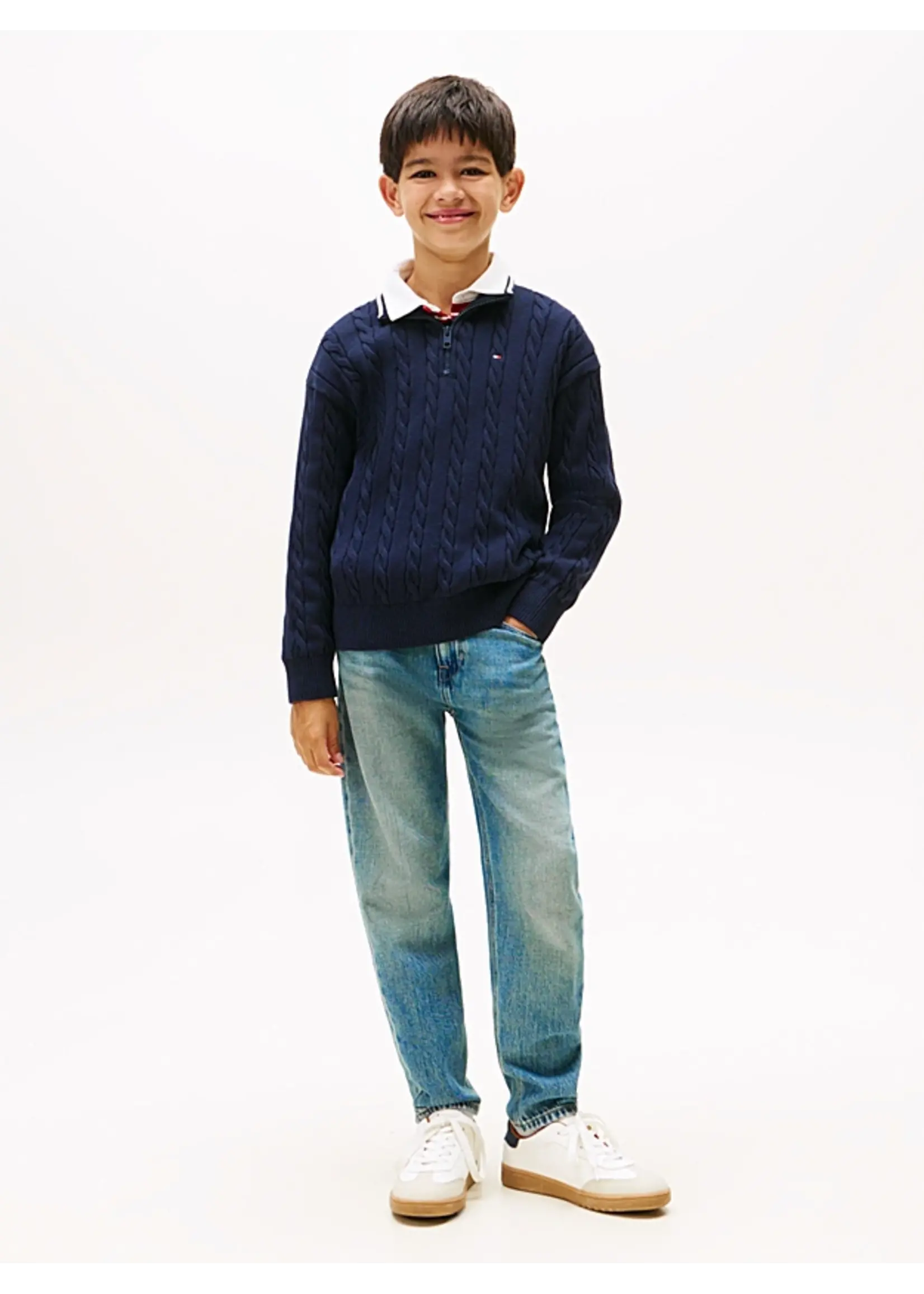 Tommy Hilfiger COTTON CABLE HALF ZIP SWEATER - KB0KB09971C1G