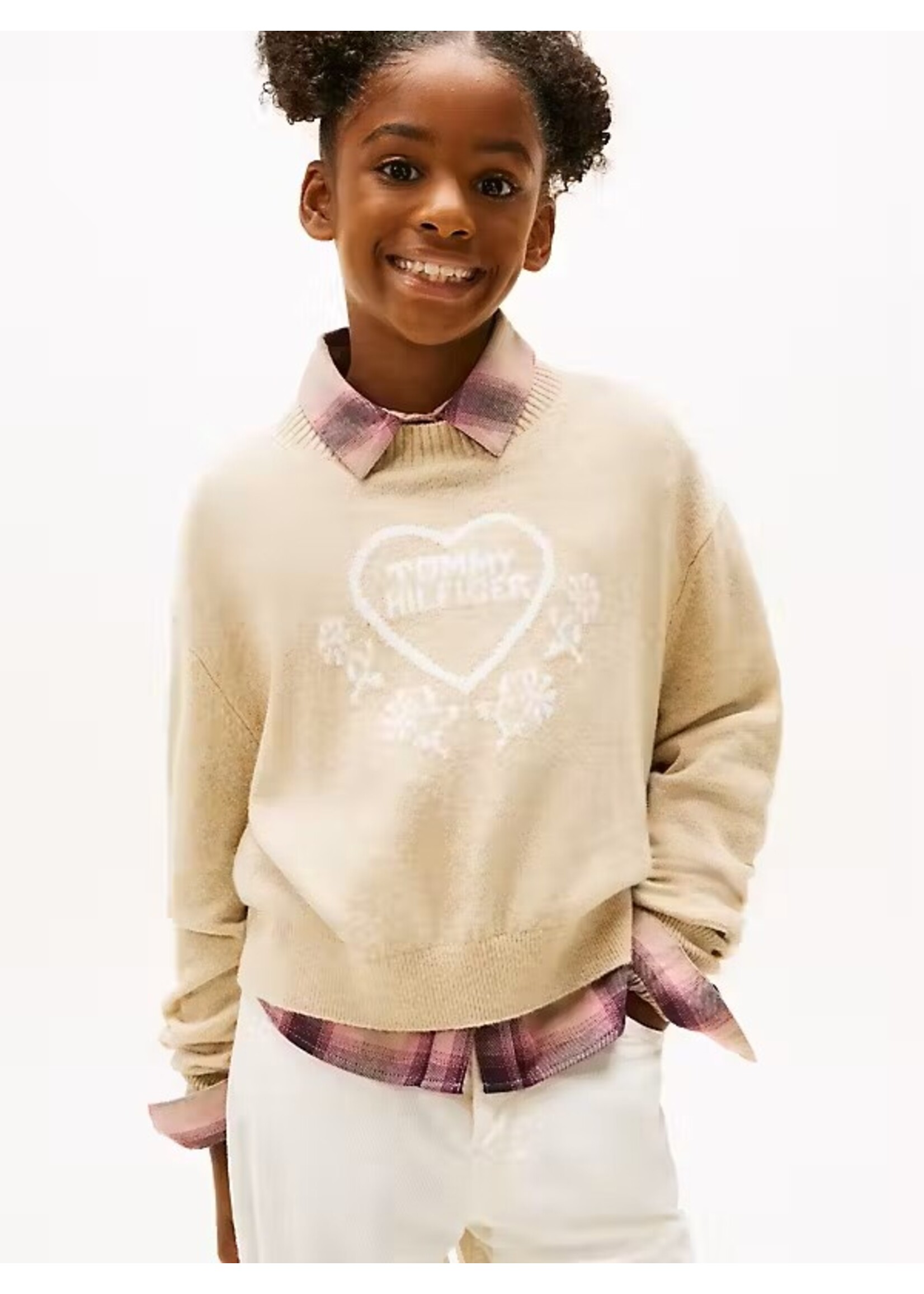 Tommy Hilfiger Sweater  KG0KG08836AFO - HEART JACQUARD - beige