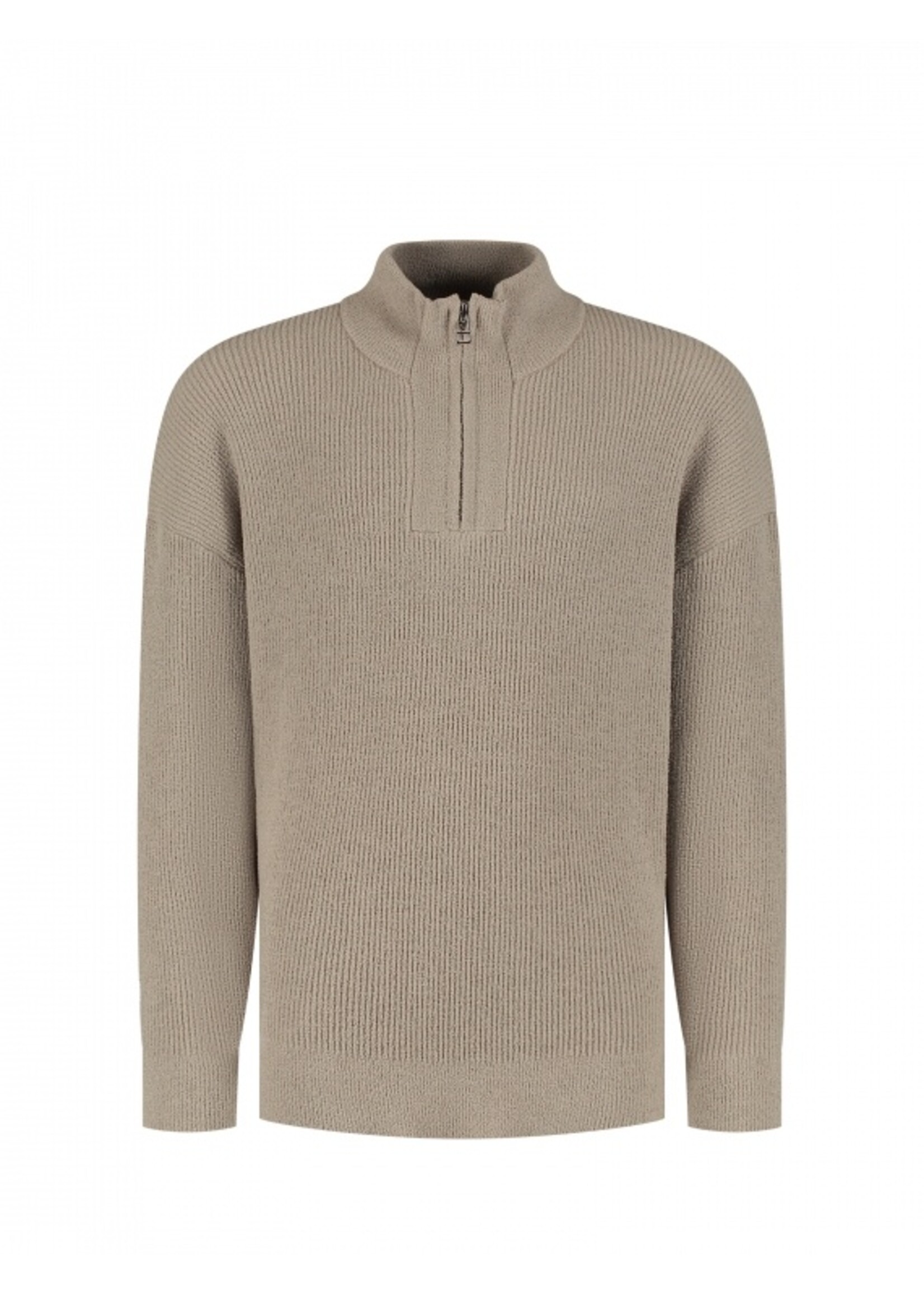 Ballin Chenille Halfzip Knit Sweater (25037801) - taupe