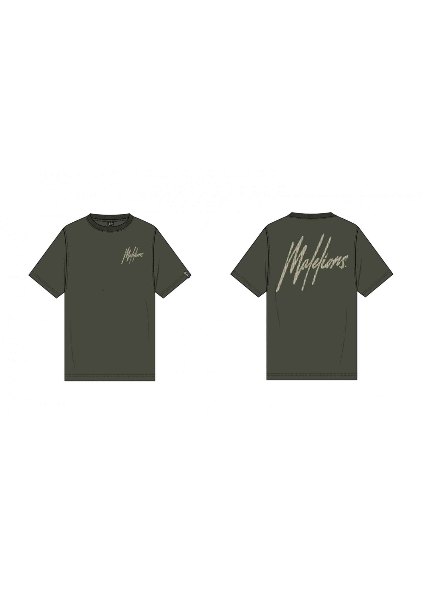 Malelions T-shirt Striped Signature T-Shirt (MJ1-AW25-07) - groen/beige
