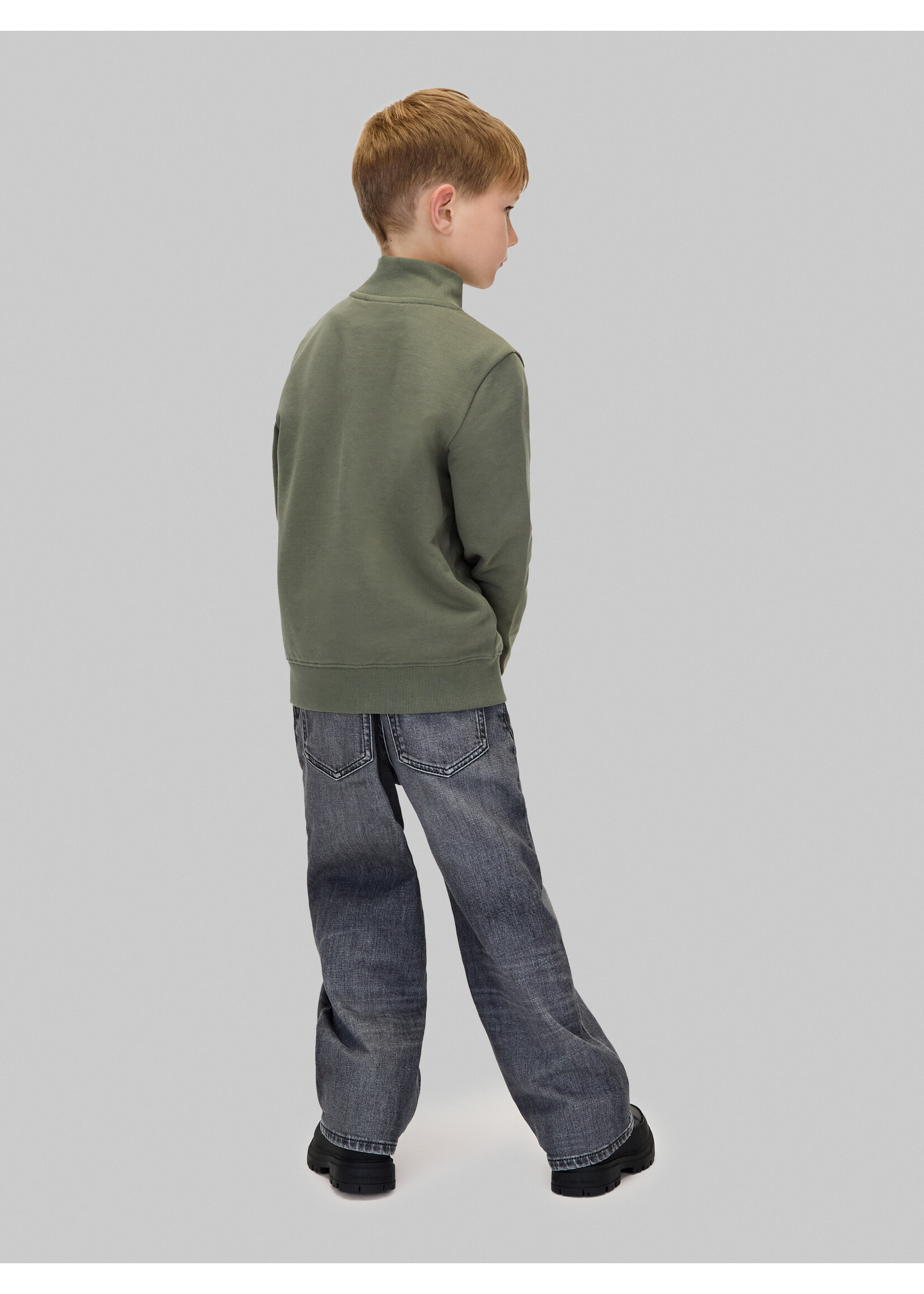 Calvin Klein Sweater  IU0IU00721LLP - CHEST INST. LOGO HALF ZIP - groen