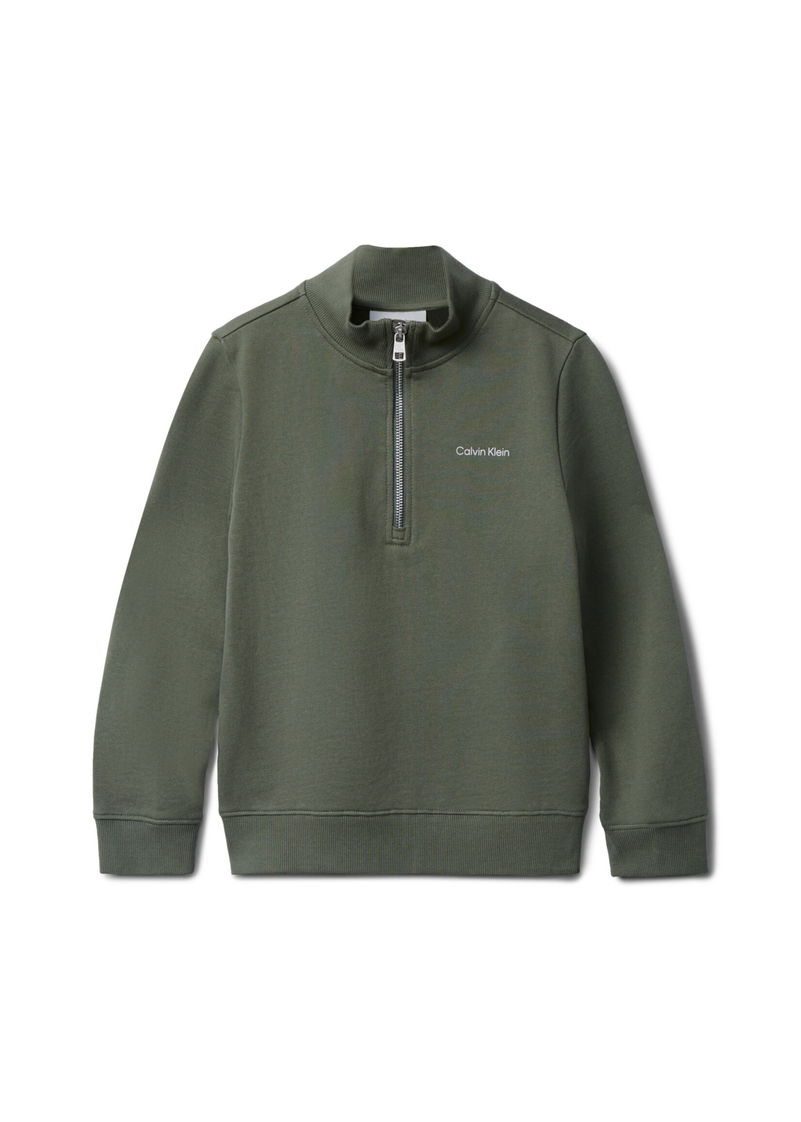 Calvin Klein Sweater  IU0IU00721LLP - CHEST INST. LOGO HALF ZIP - groen