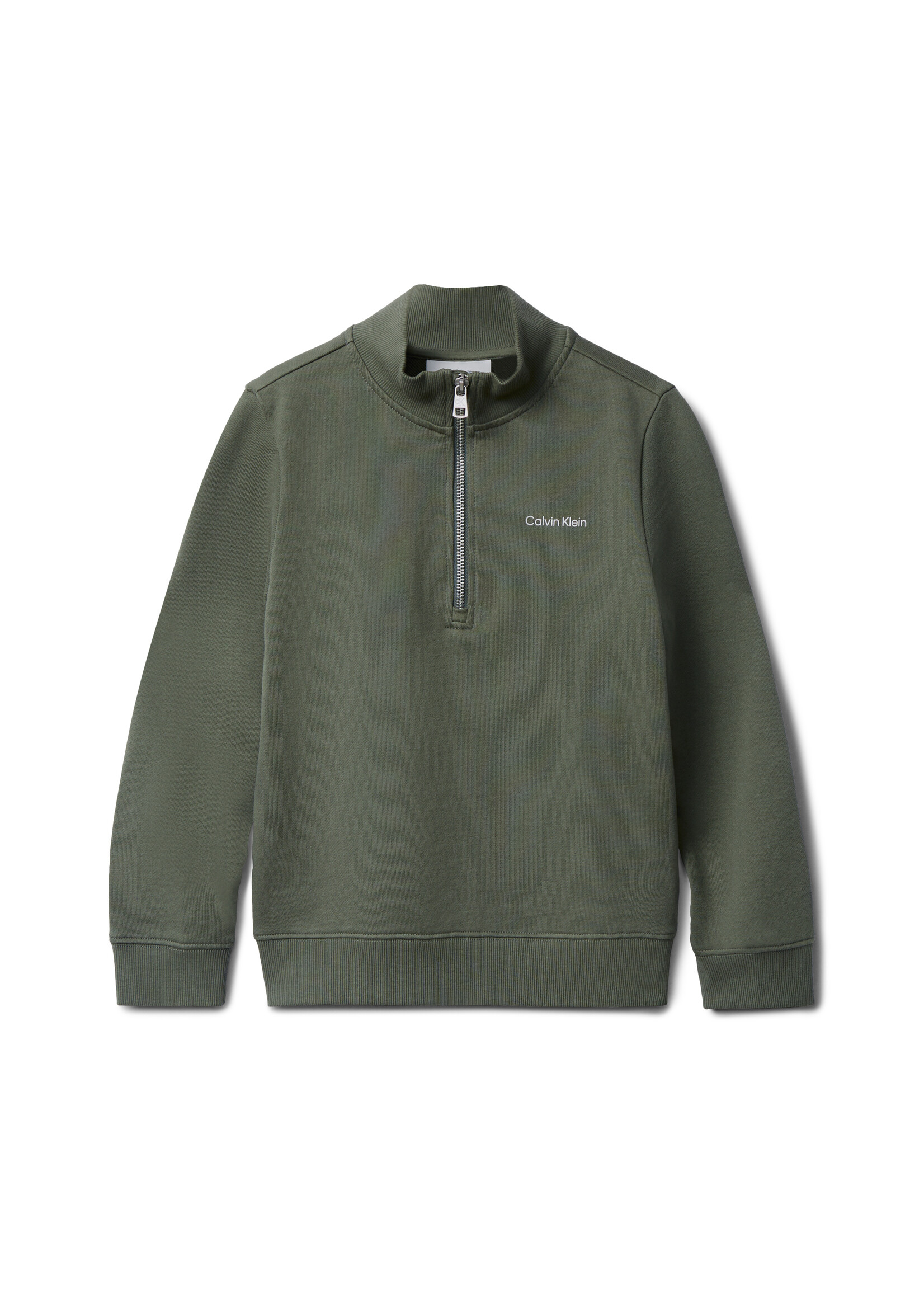 Calvin Klein Sweater  IU0IU00721LLP - CHEST INST. LOGO HALF ZIP - groen