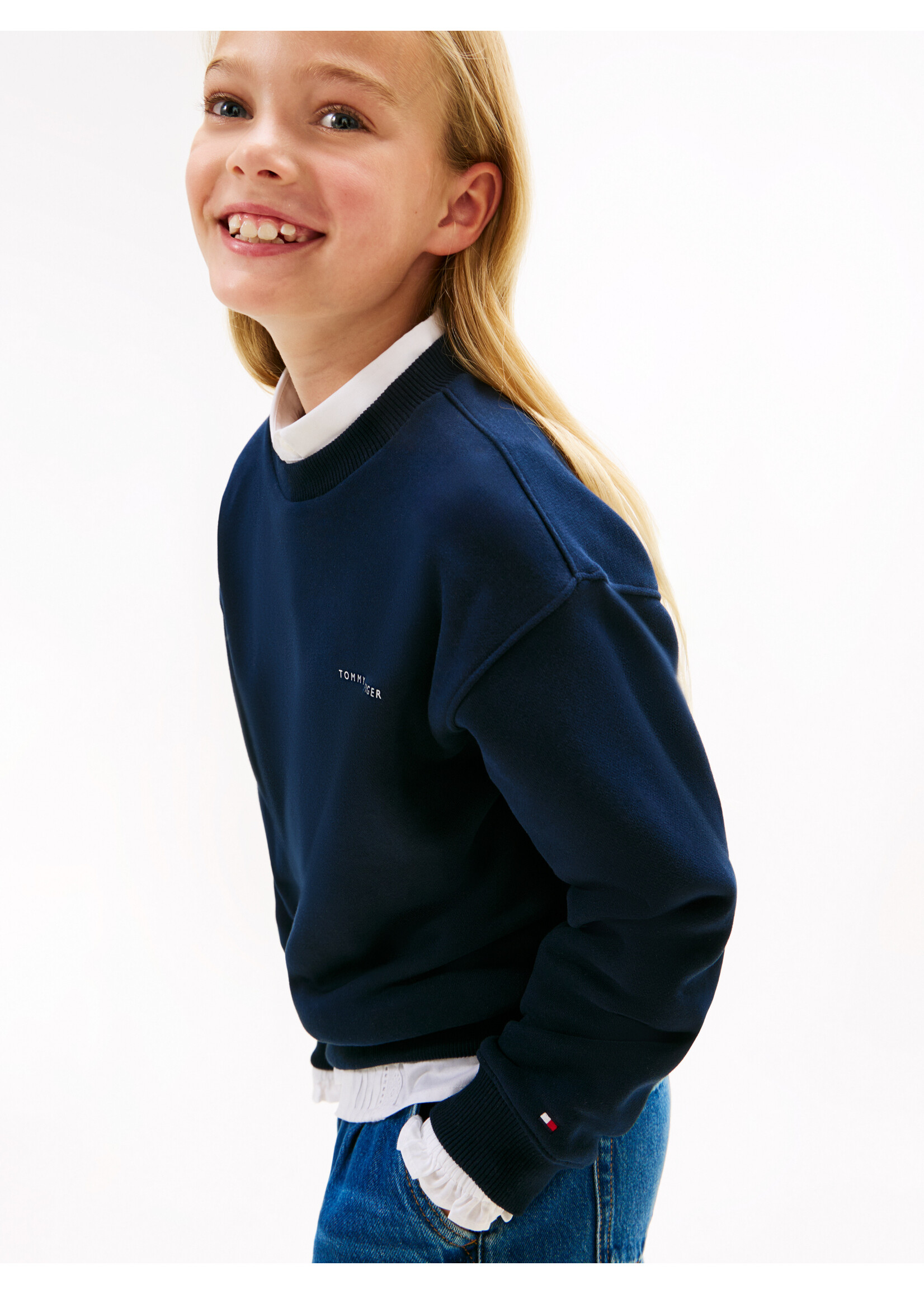 Tommy Hilfiger Sweater  KS0KS00719C1G - MINI CORP C-NECK SWEATSHIRT - donkerblauw