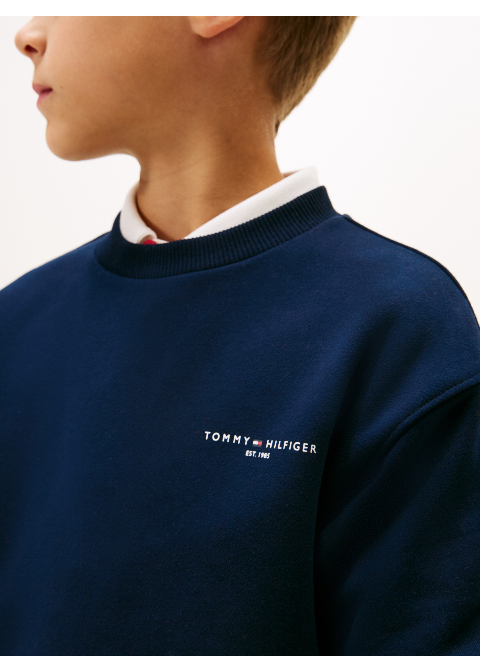 Tommy Hilfiger Sweater  KS0KS00719C1G - MINI CORP C-NECK SWEATSHIRT - donkerblauw