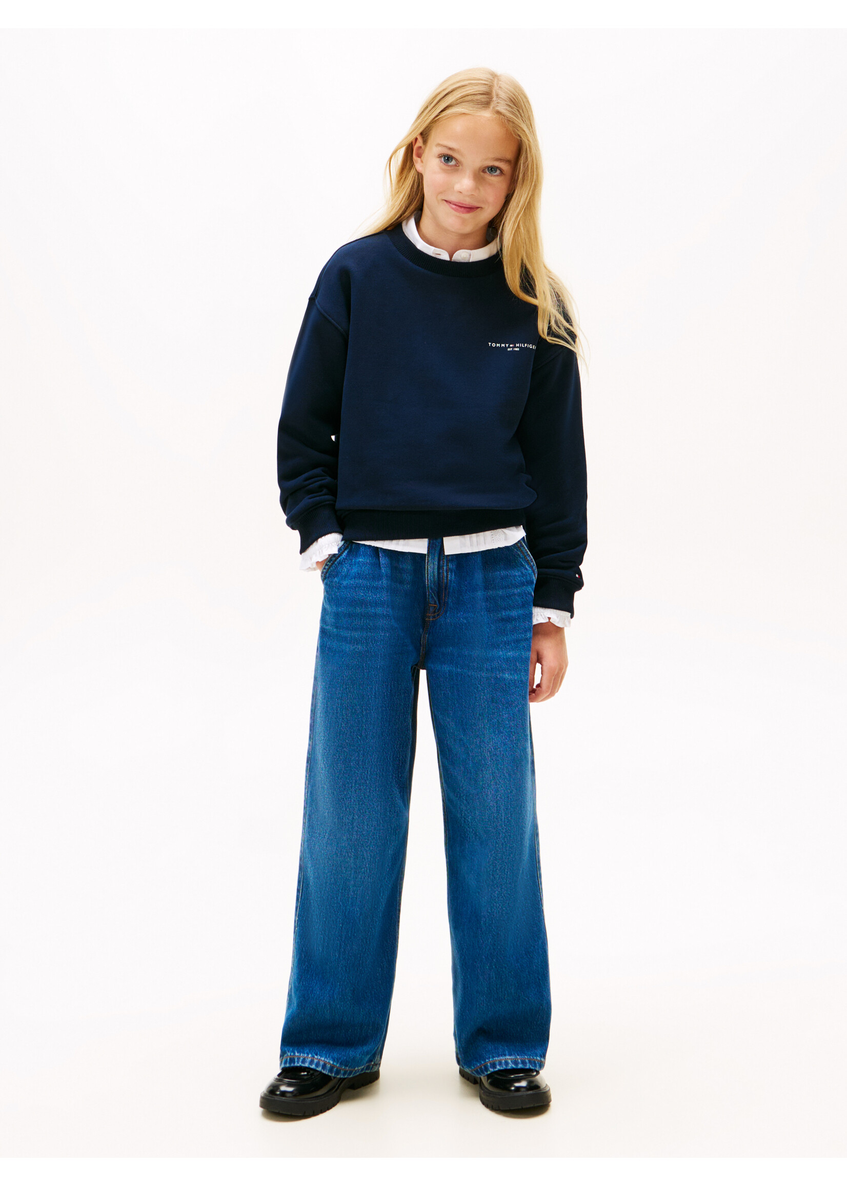Tommy Hilfiger Sweater  KS0KS00719C1G - MINI CORP C-NECK SWEATSHIRT - donkerblauw