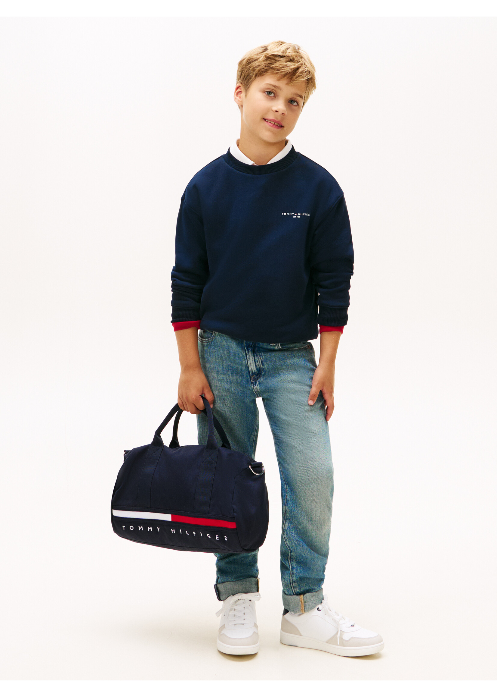 Tommy Hilfiger Sweater  KS0KS00719C1G - MINI CORP C-NECK SWEATSHIRT - donkerblauw