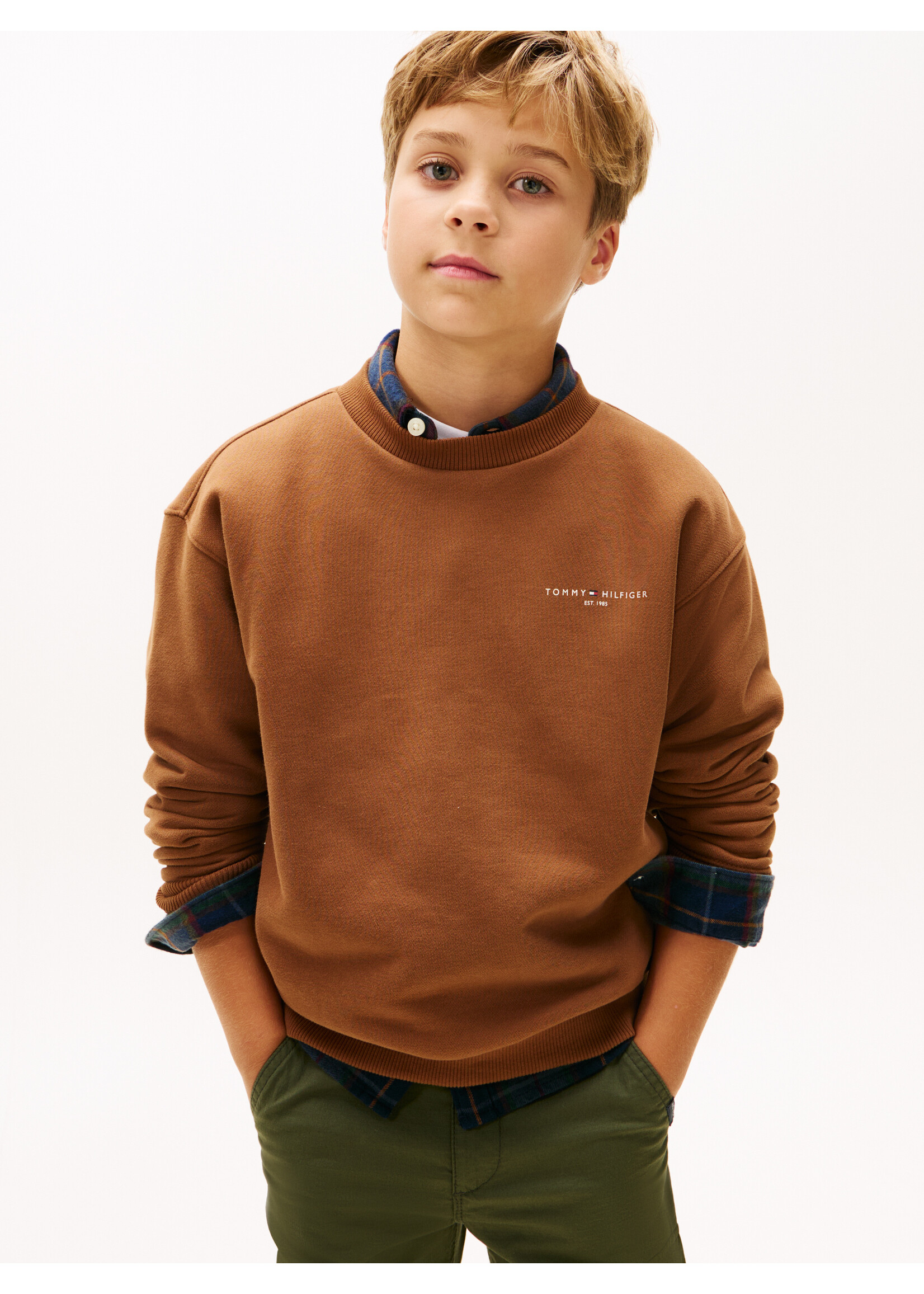 Tommy Hilfiger Sweater  KS0KS00719GVP - MINI CORP C-NECK SWEATSHIRT - bruin