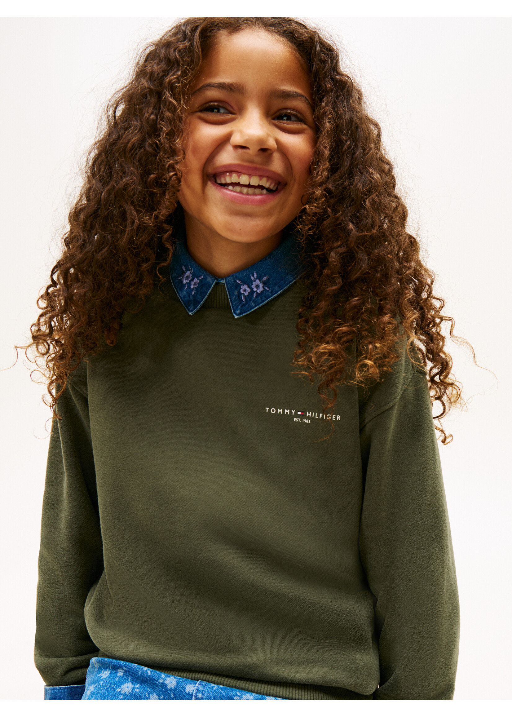 Tommy Hilfiger Sweater  KS0KS00719MRH - MINI CORP C-NECK SWEATSHIRT - groen