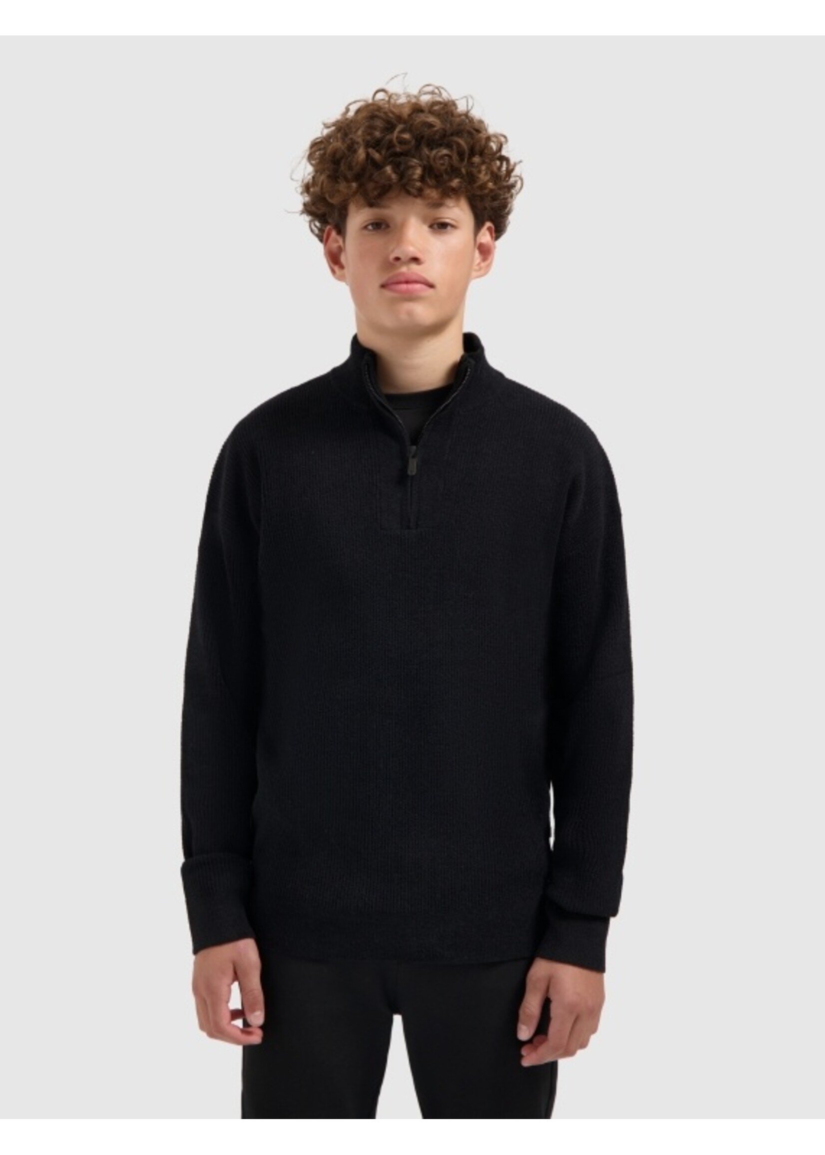 Ballin Chenille Halfzip Knit Sweater (25037801) - zwart