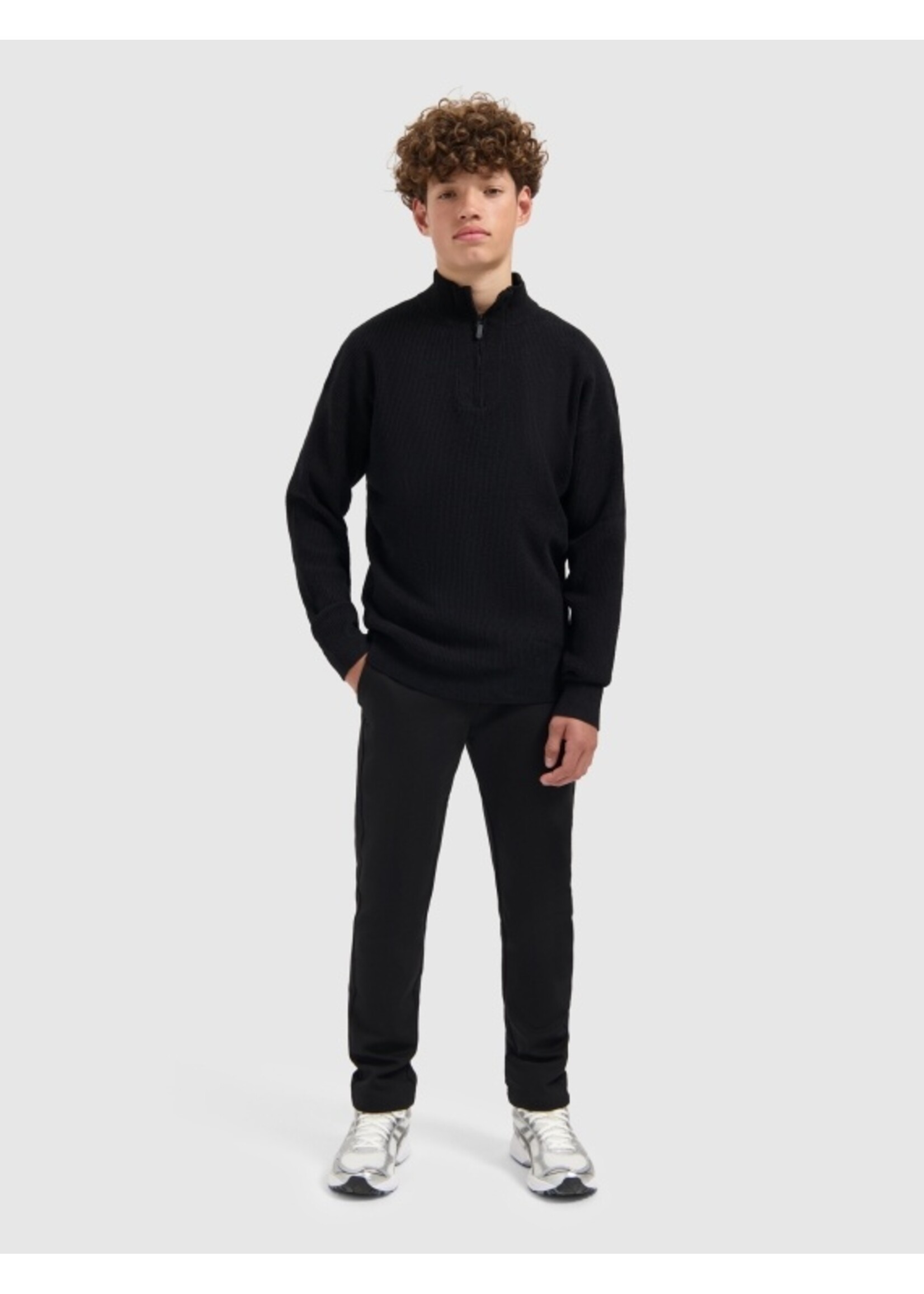 Ballin Chenille Halfzip Knit Sweater (25037801) - zwart