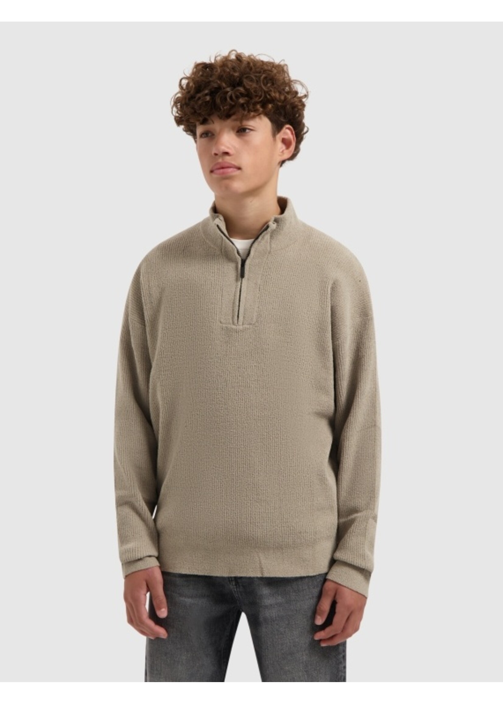 Ballin Chenille Halfzip Knit Sweater (25037801) - taupe