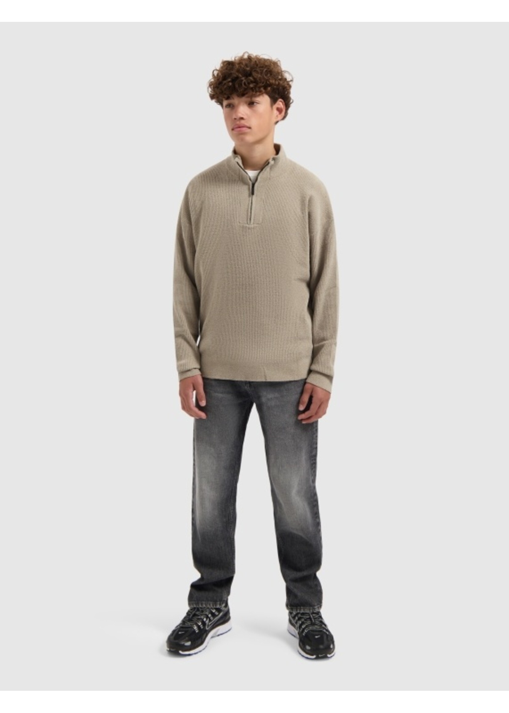 Ballin Chenille Halfzip Knit Sweater (25037801) - taupe