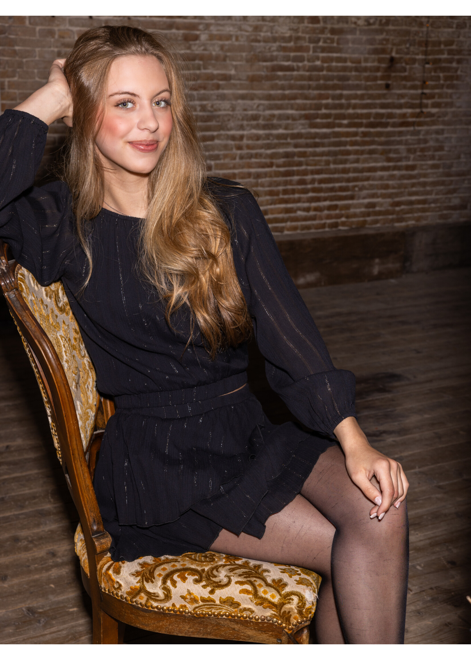 Looxs Blouse, Fancy top 2533-5190-099 - zwart