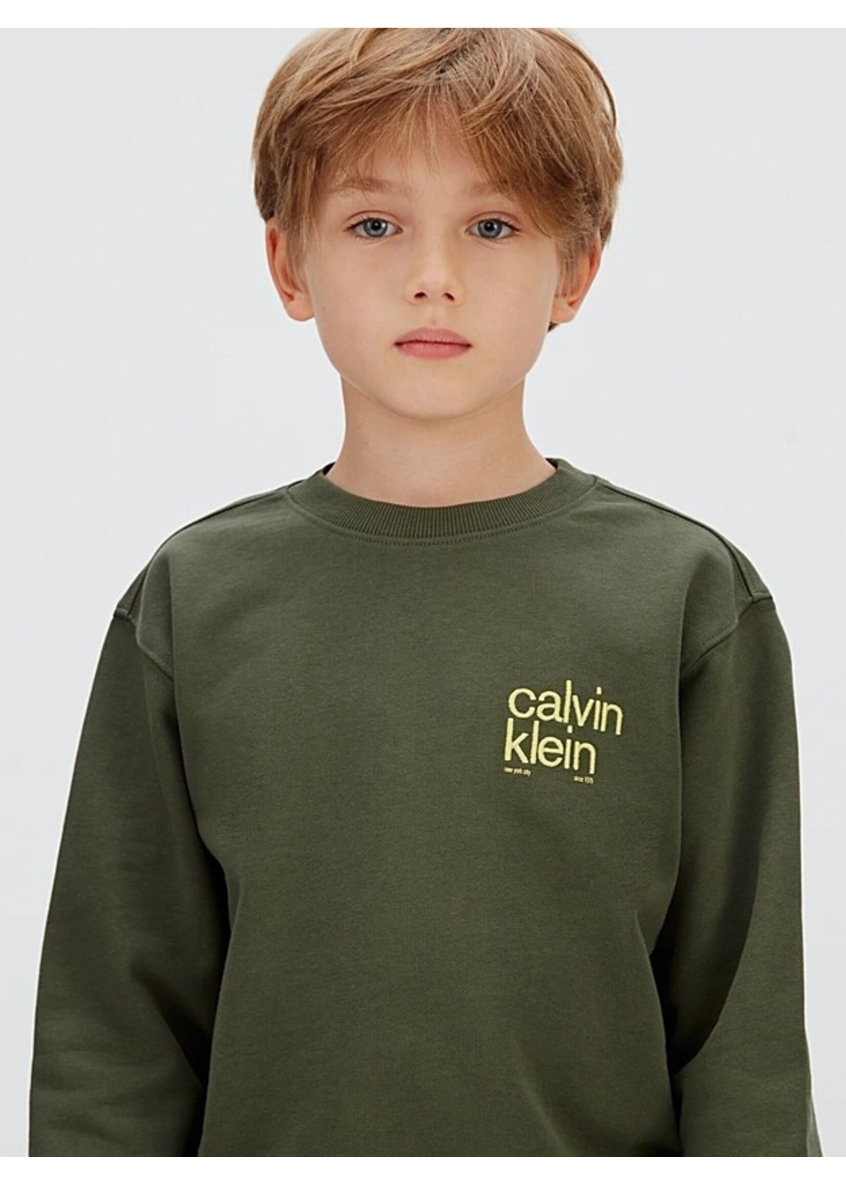 Calvin Klein Trui IB0IB02593LLP - RELAXED BACK PRINT CN SWEATSHIRT - groen