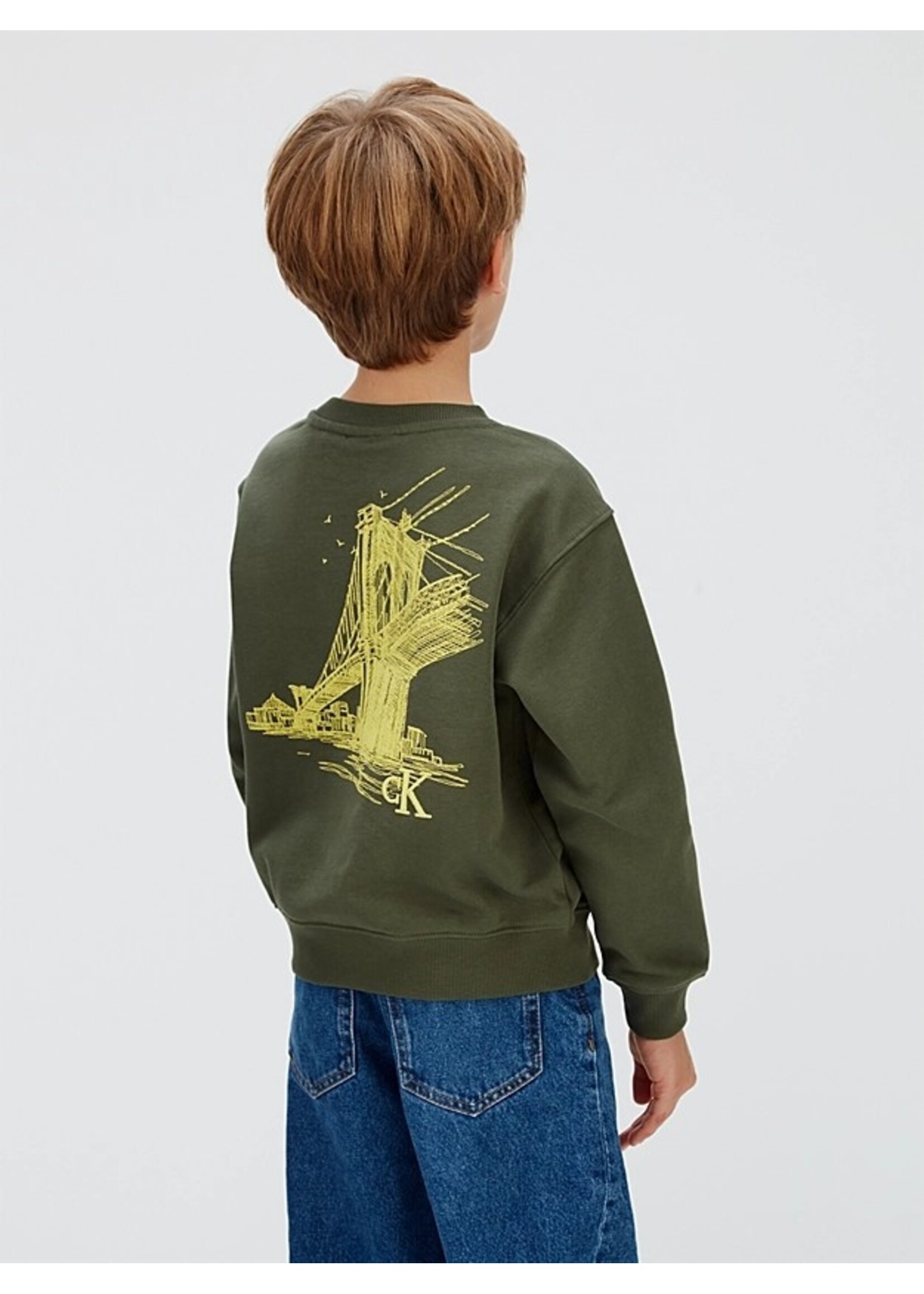 Calvin Klein Trui IB0IB02593LLP - RELAXED BACK PRINT CN SWEATSHIRT - groen