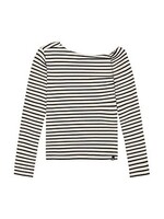 Indian blue jeans T-shirt 970615 Offshoulder striped - zand