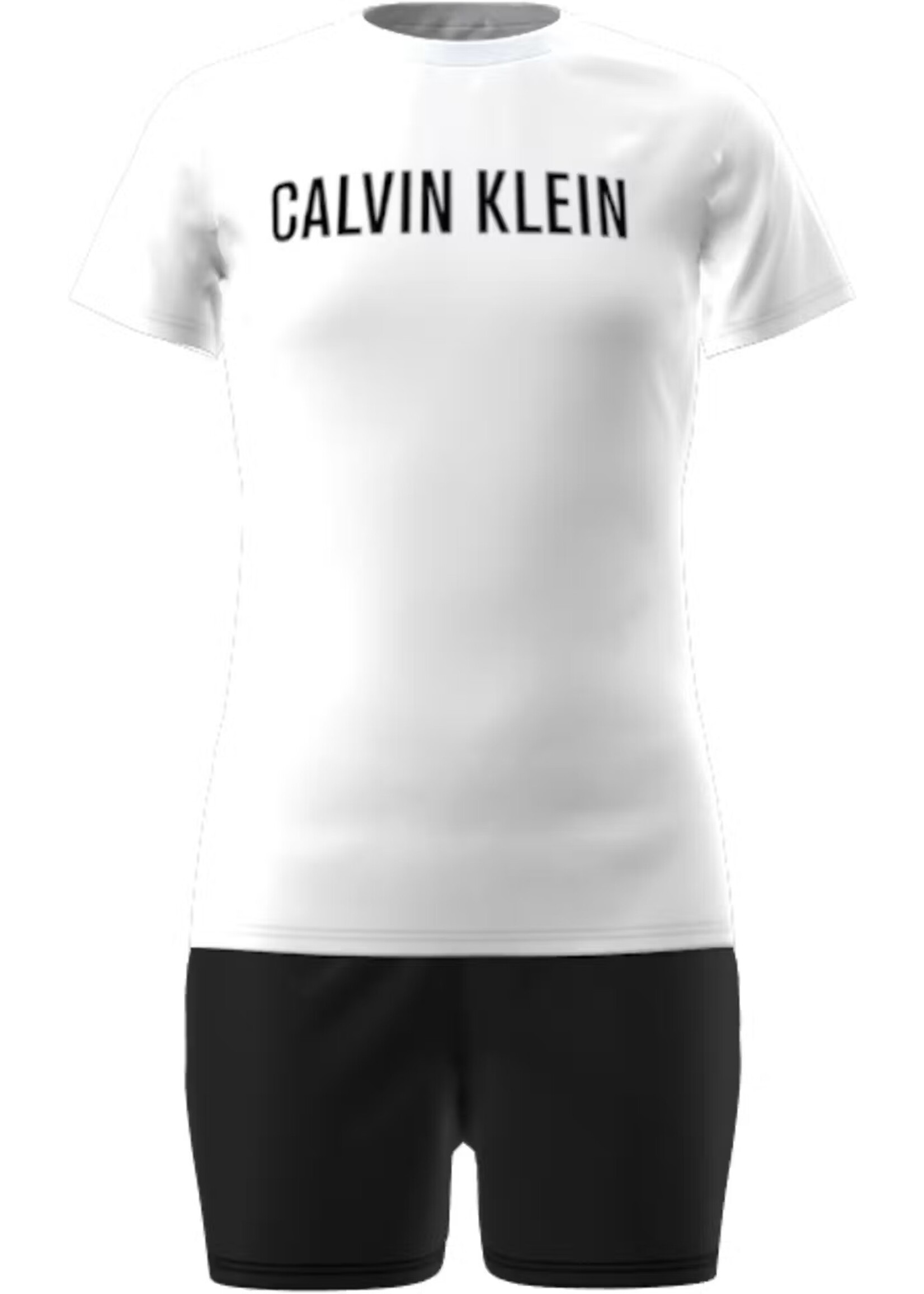 Calvin Klein Pyjama setG80G8007390R7 - KNIT PJ SET (SS+SHORT - zwart-wit