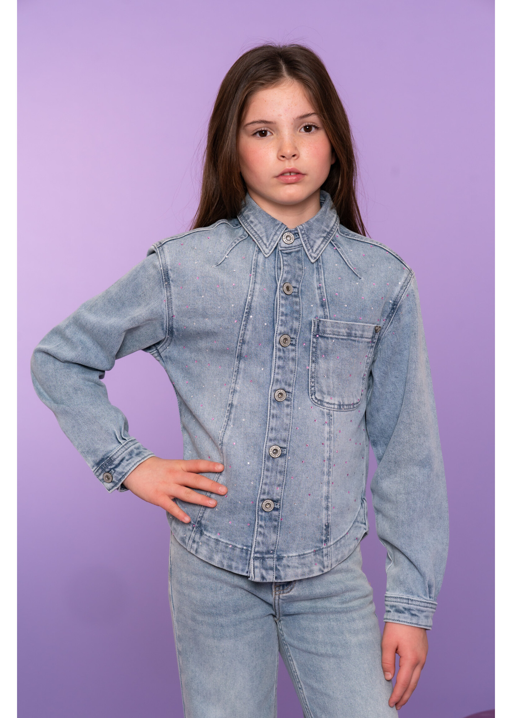 Geisha Spijkerjas rhinestone 65021 - lichtblauw denim