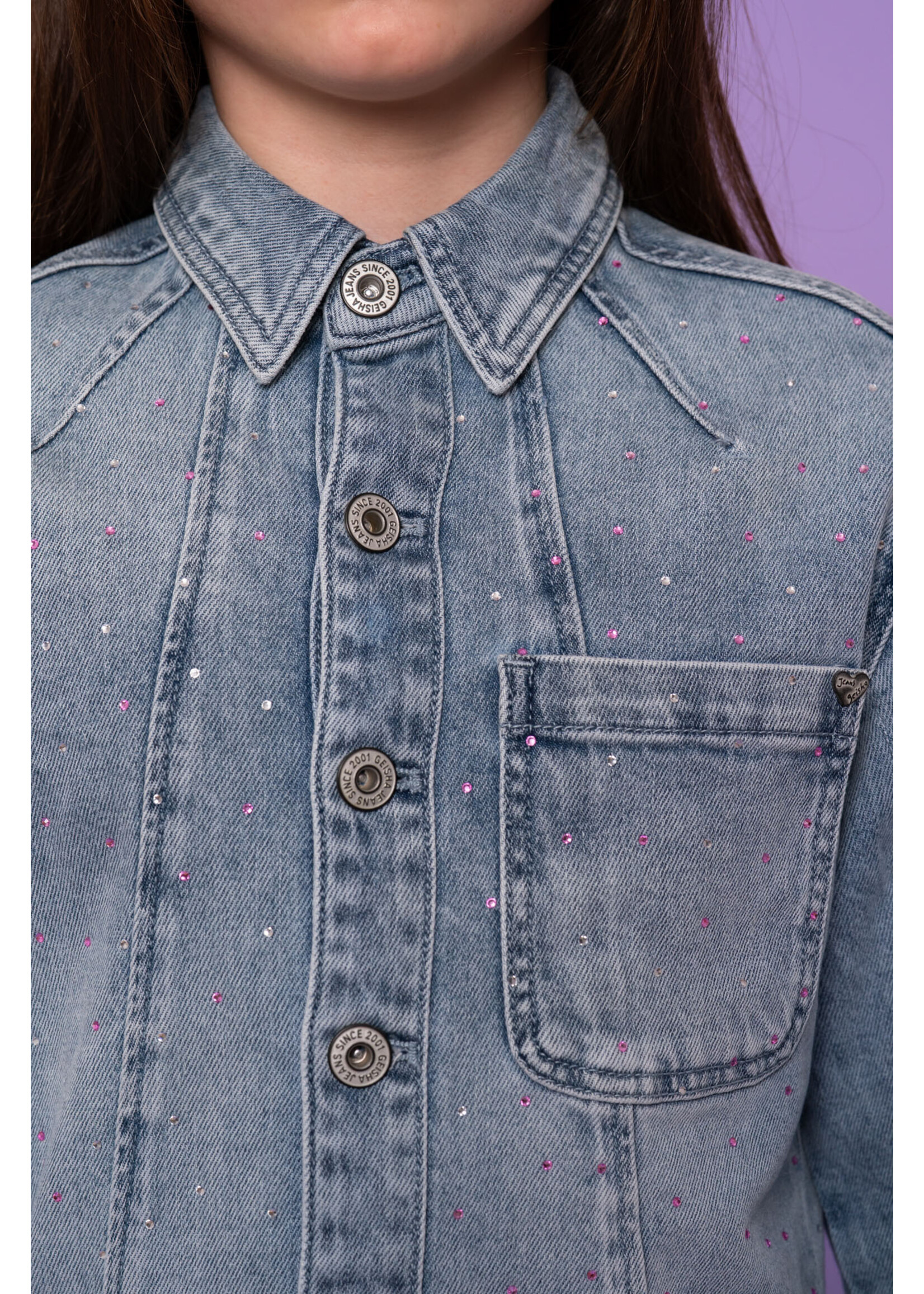 Geisha Spijkerjas rhinestone 65021 - lichtblauw denim