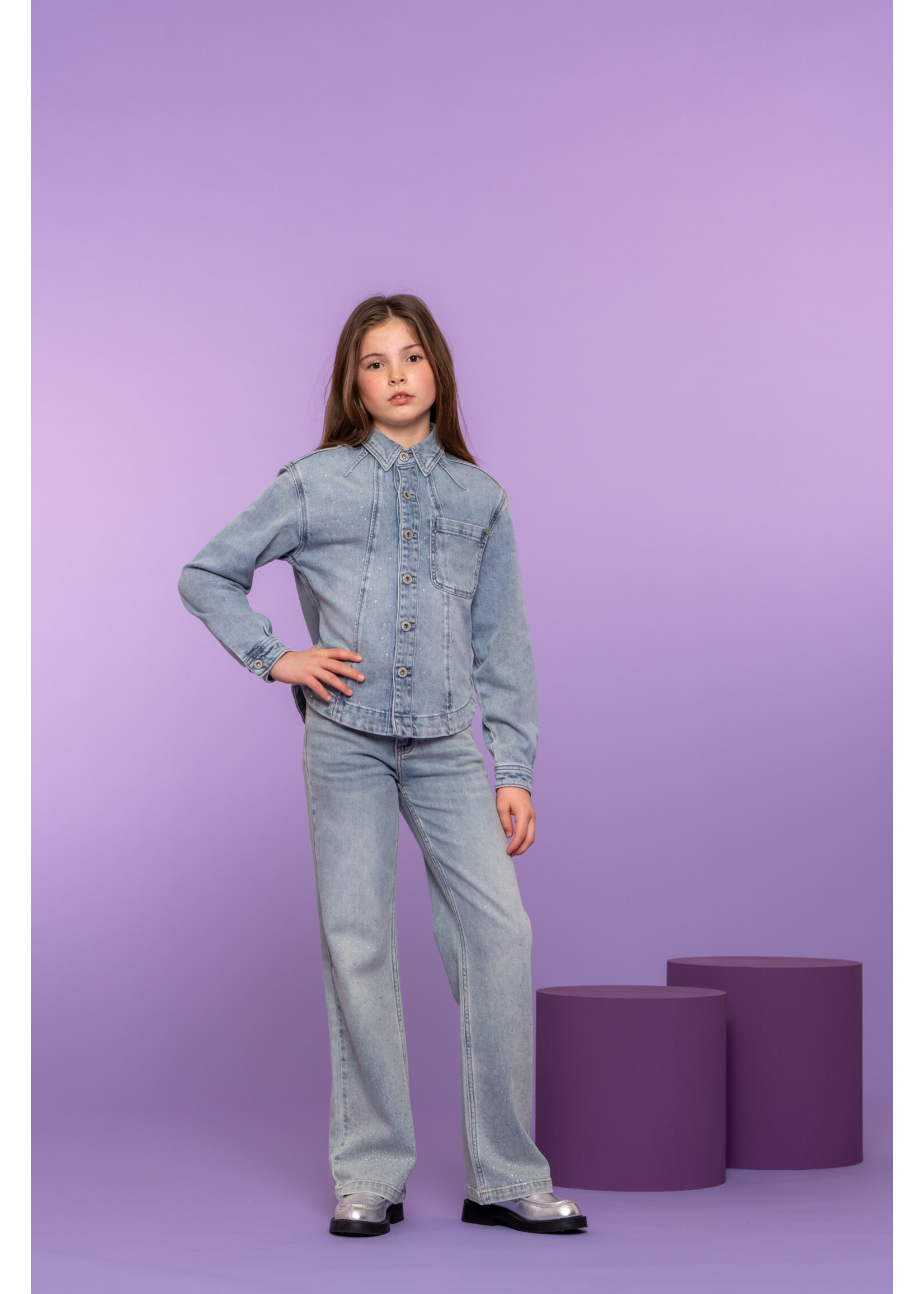 Geisha Spijkerjas rhinestone 65021 - lichtblauw denim