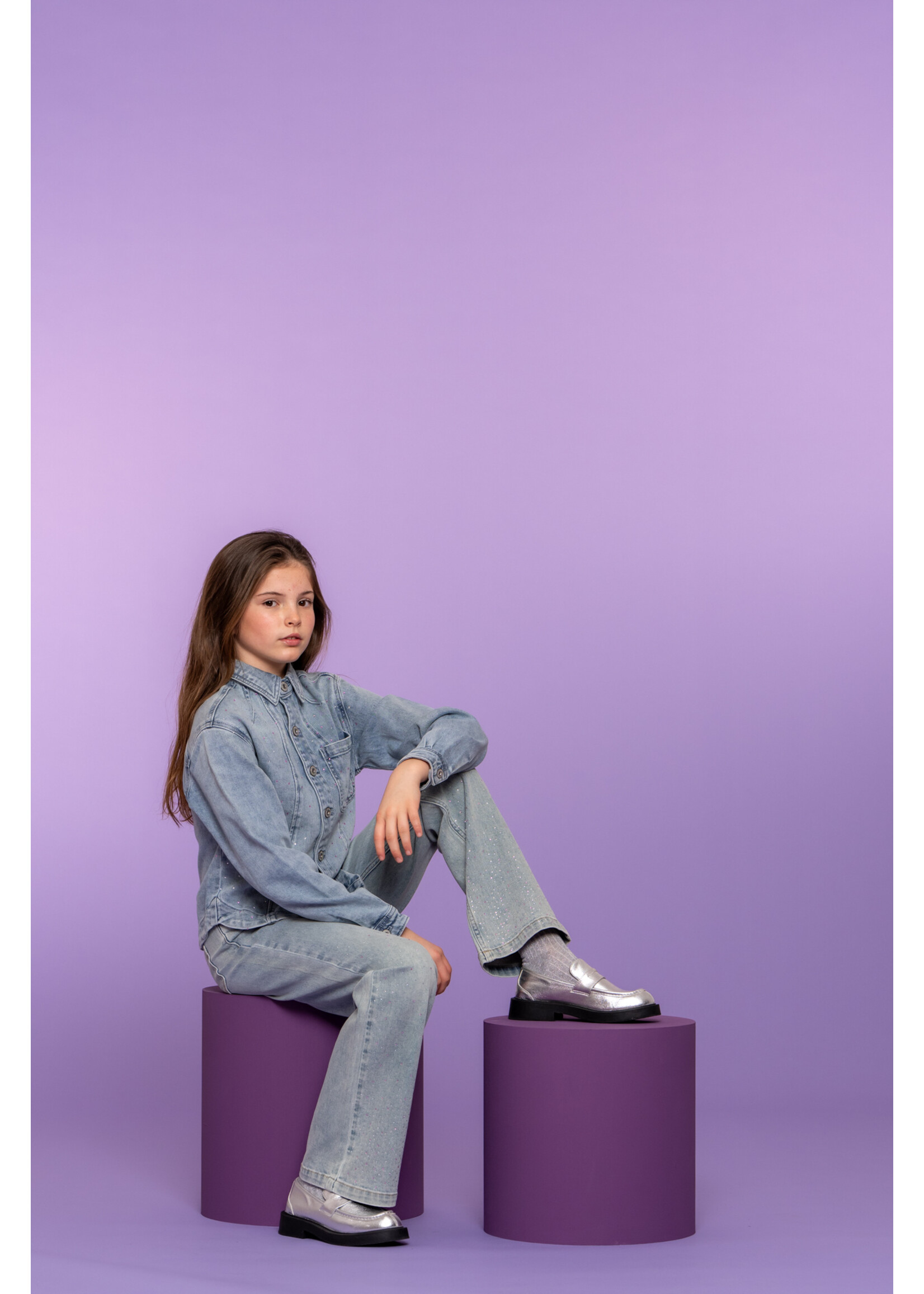 Geisha Spijkerjas rhinestone 65021 - lichtblauw denim