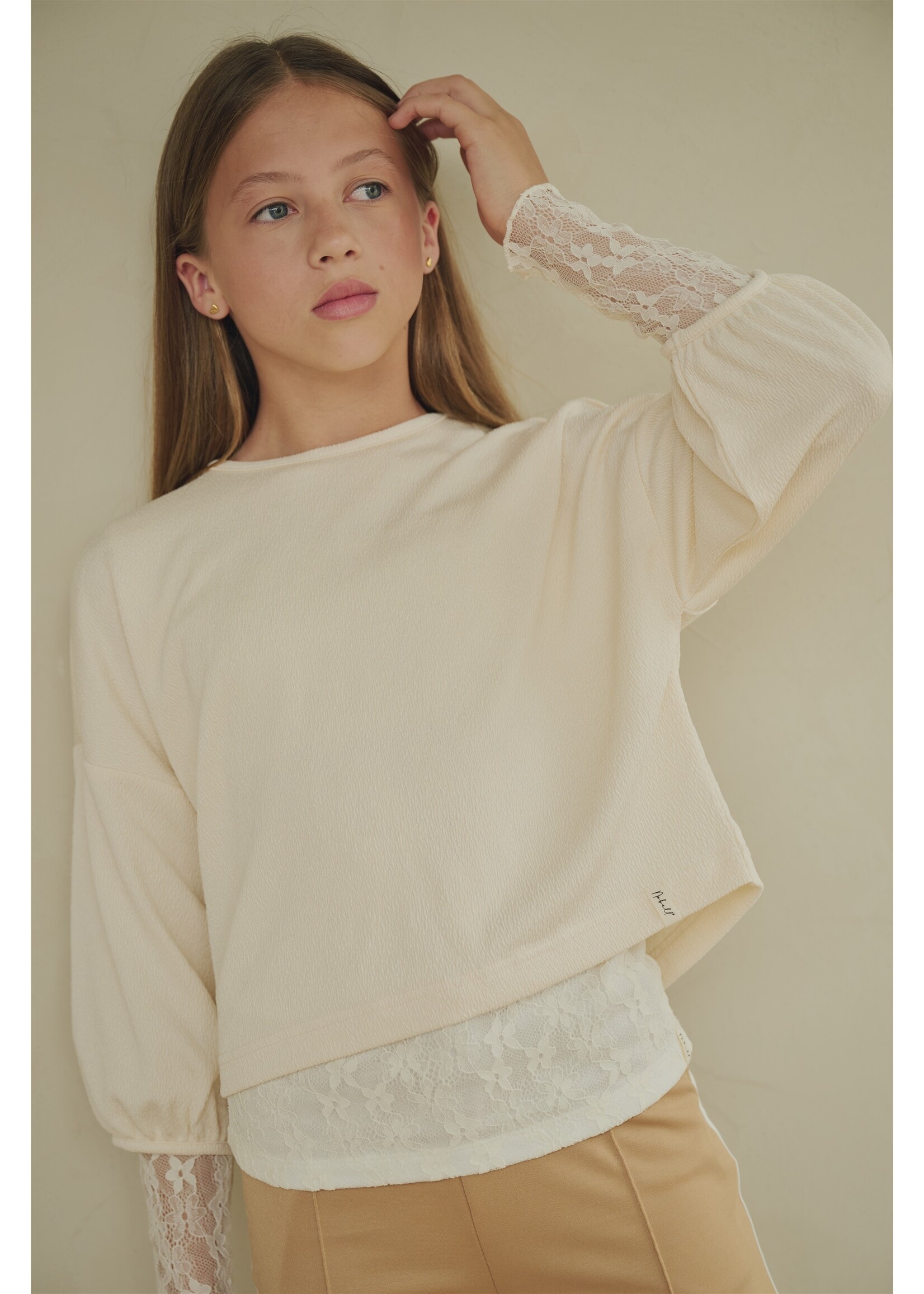 Nobell Oversized Cropped Top Kess 3404 - Pearled Ivory
