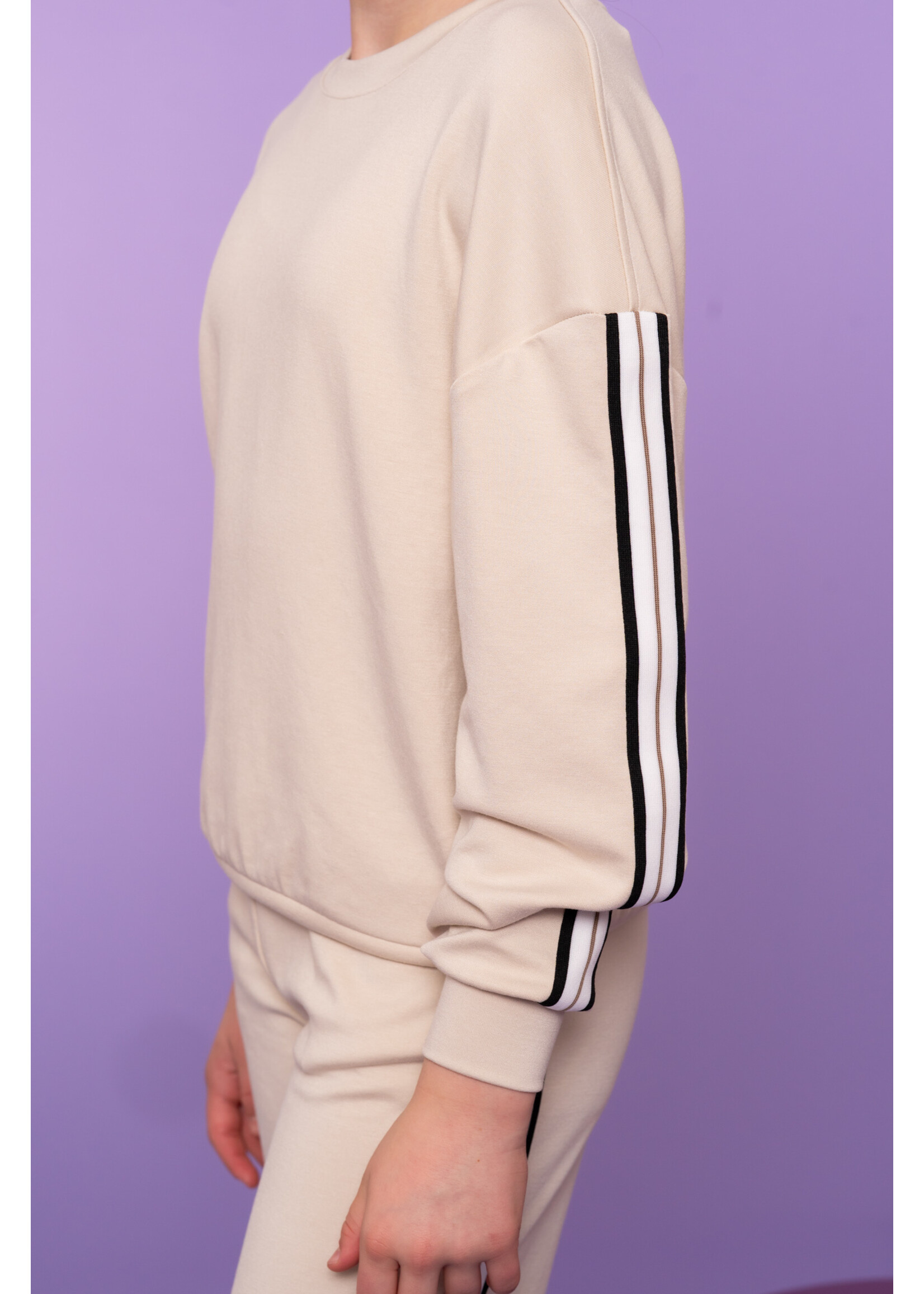 Geisha Sweater Scuba stripe 62146 - zand