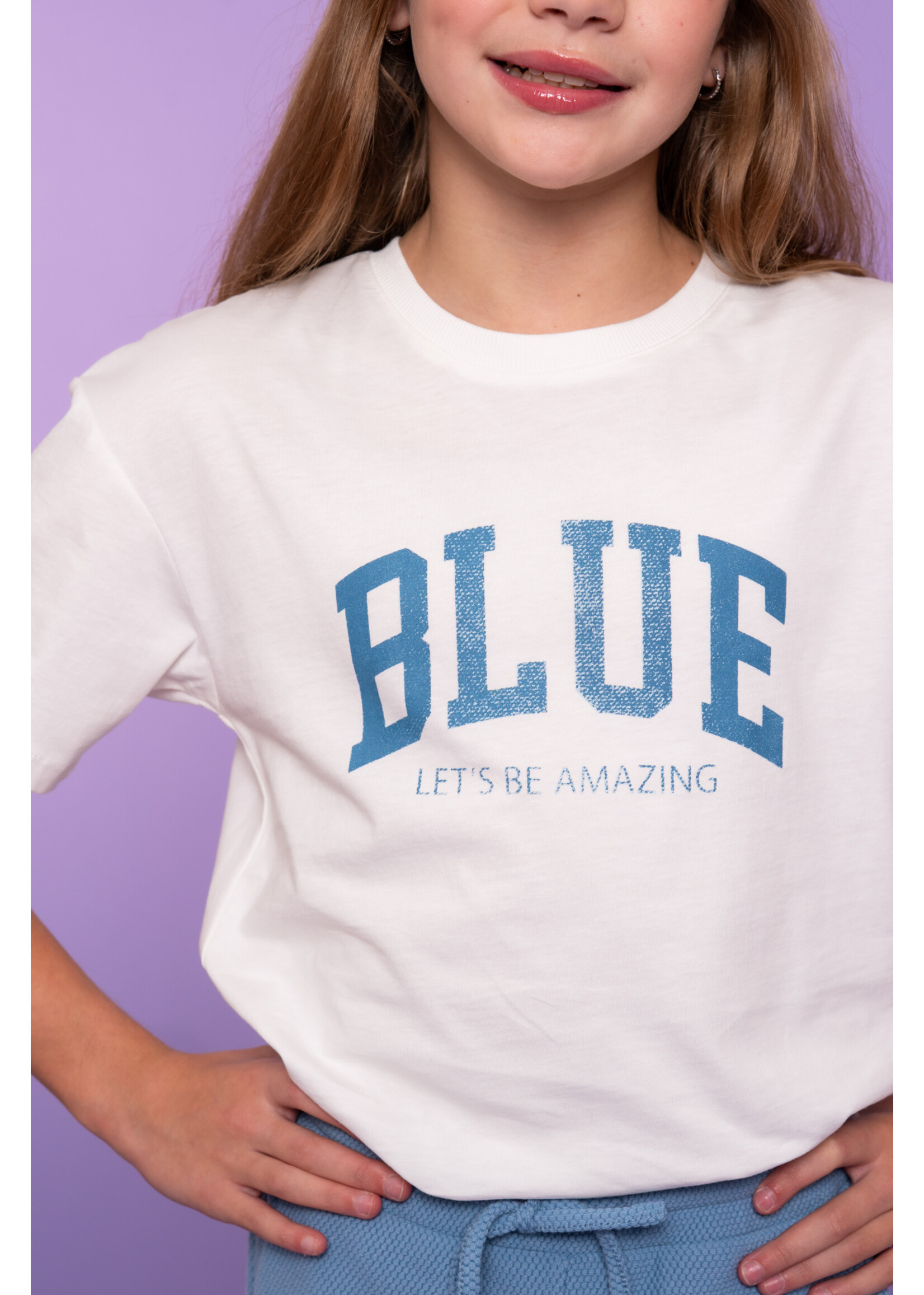 Geisha T-shirt Blue 62139 - roomwit/blauw