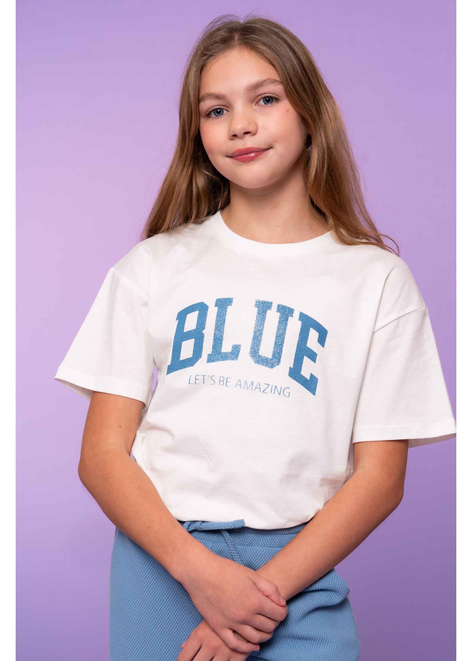 Geisha T-shirt Blue 62139 - roomwit/blauw