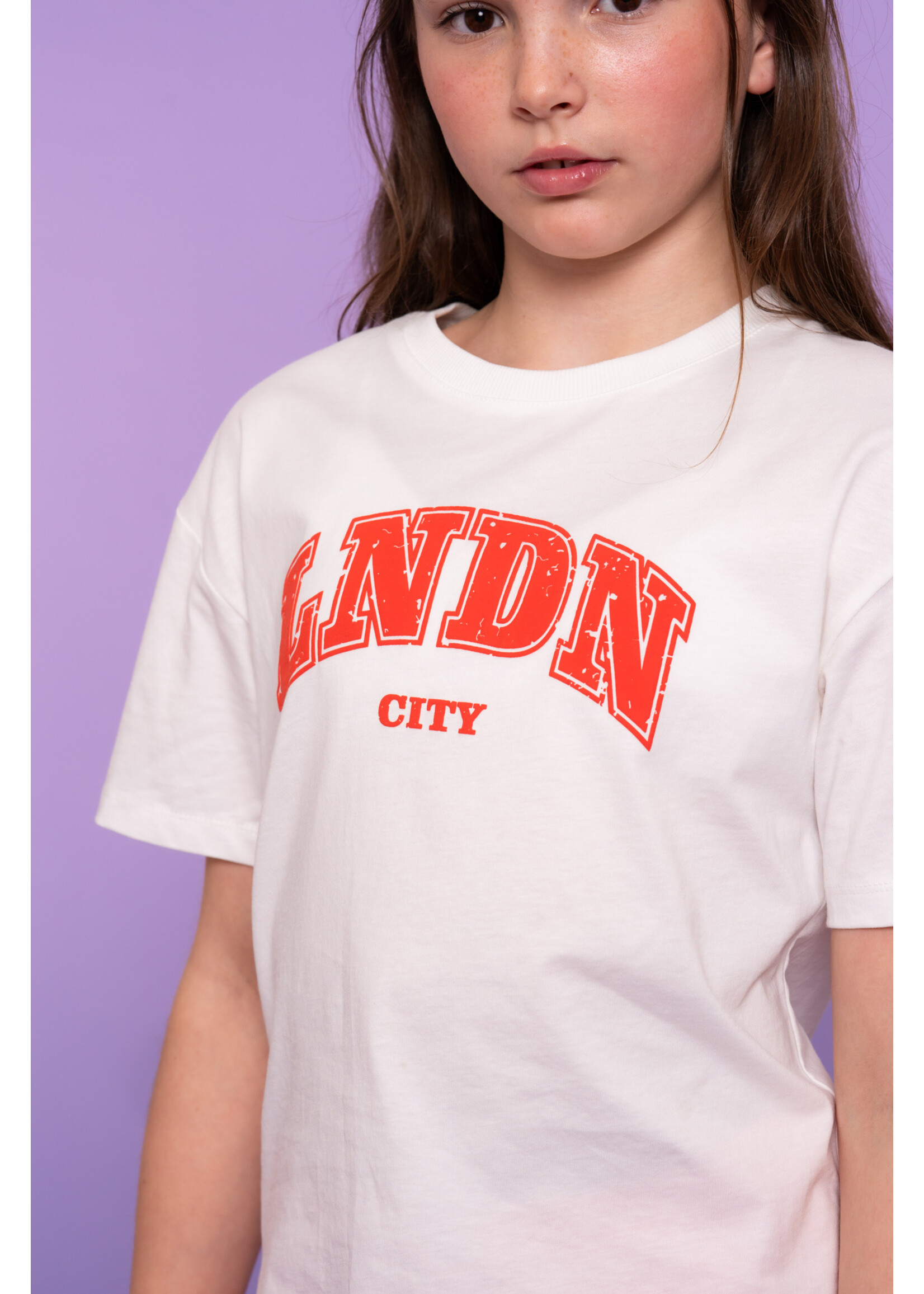 Geisha T-shirt Puff city 62137 - wit/koraal