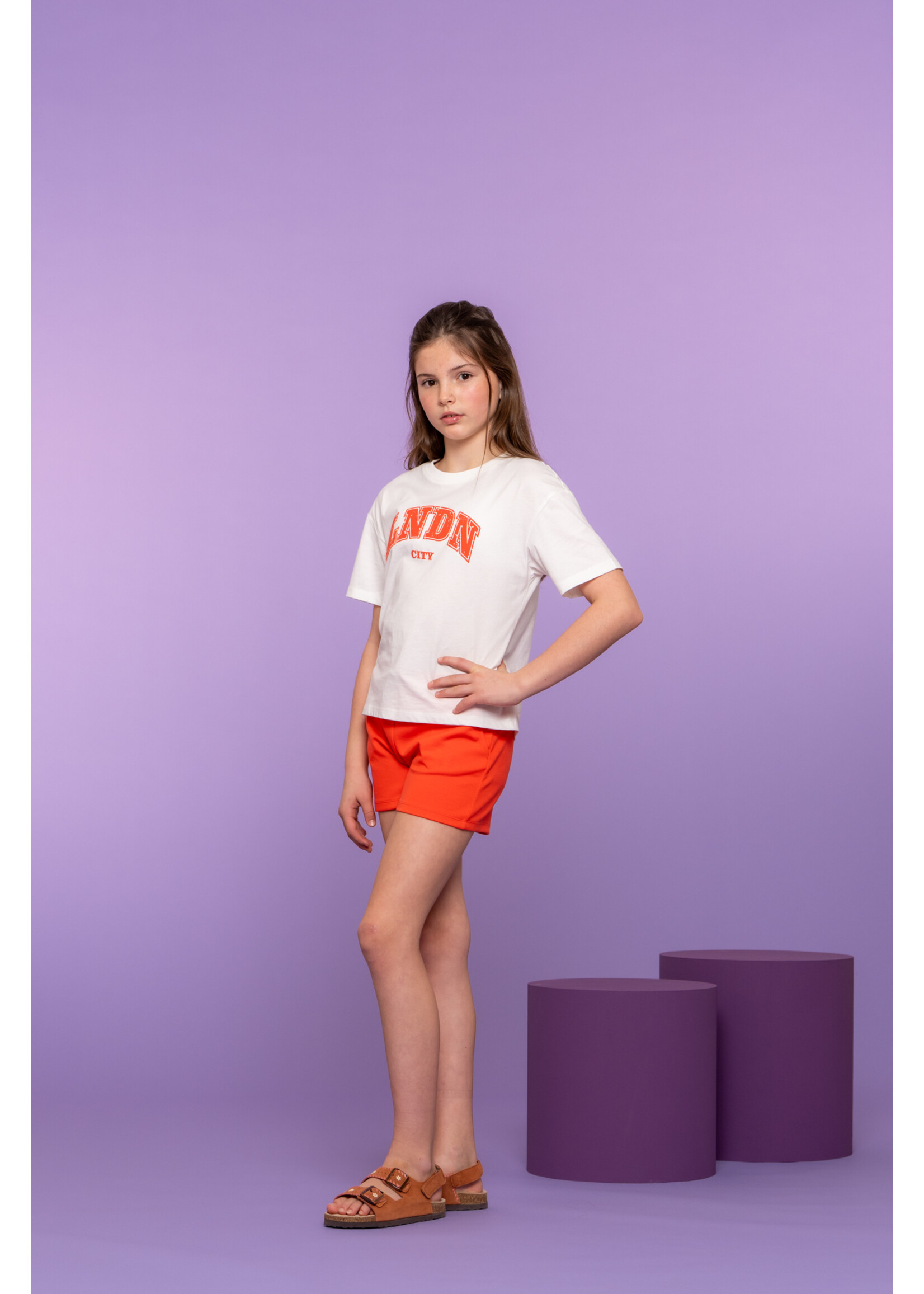 Geisha T-shirt Puff city 62137 - wit/koraal