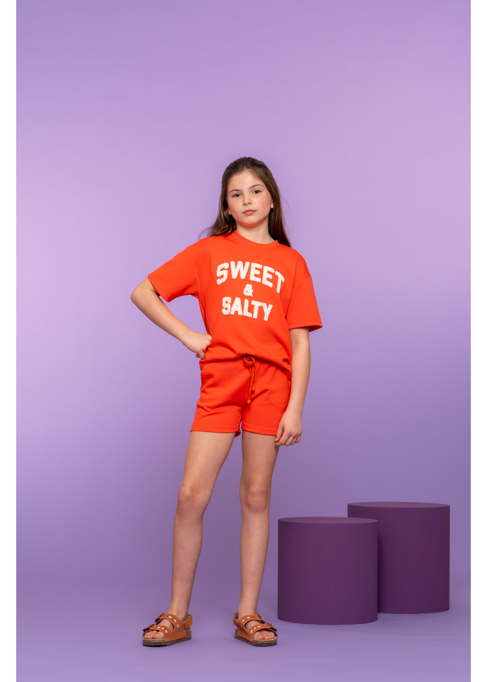 Geisha T-shirt Scuba toweling 62145 - roomwit/koraal