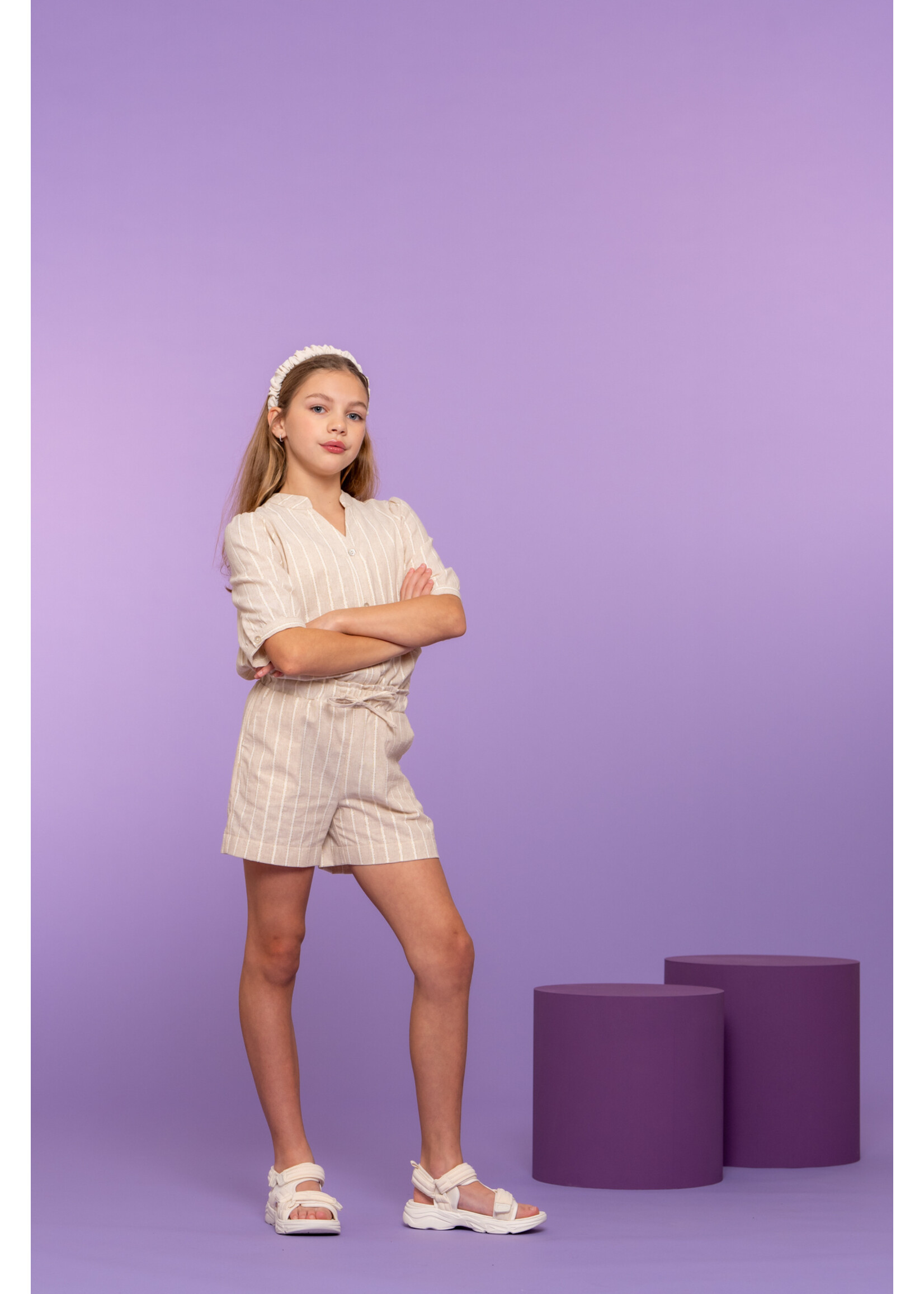 Geisha Korte broek lurex stripe  61185 - ecru