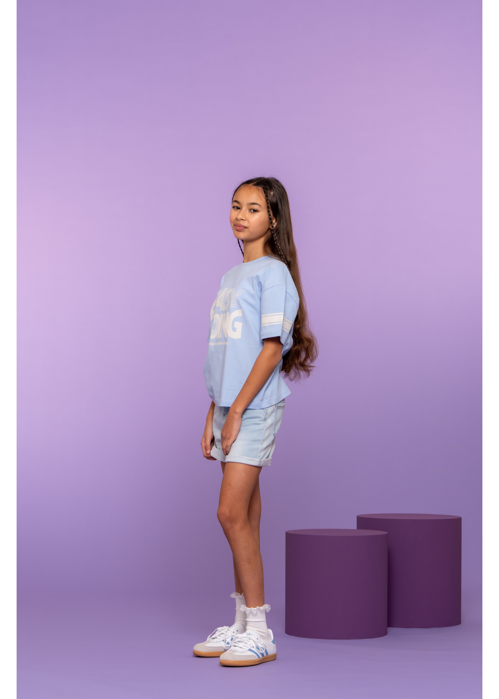 Geisha Spijkershort 61052 jogdenim - lichtblauw denim