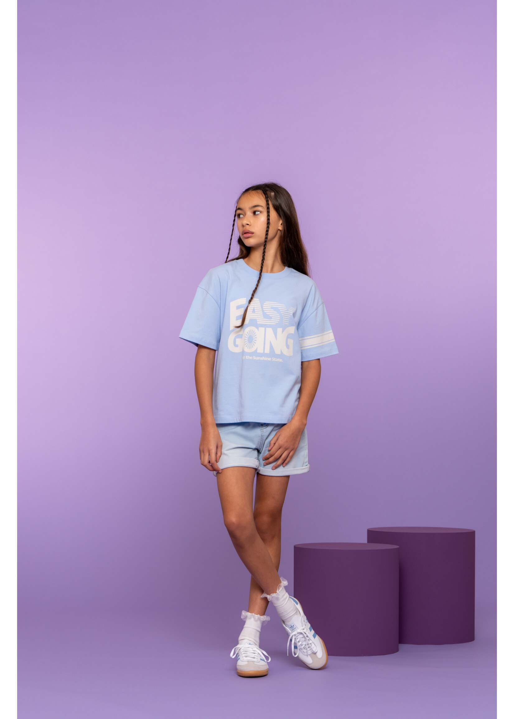 Geisha Spijkershort 61052 jogdenim - lichtblauw denim