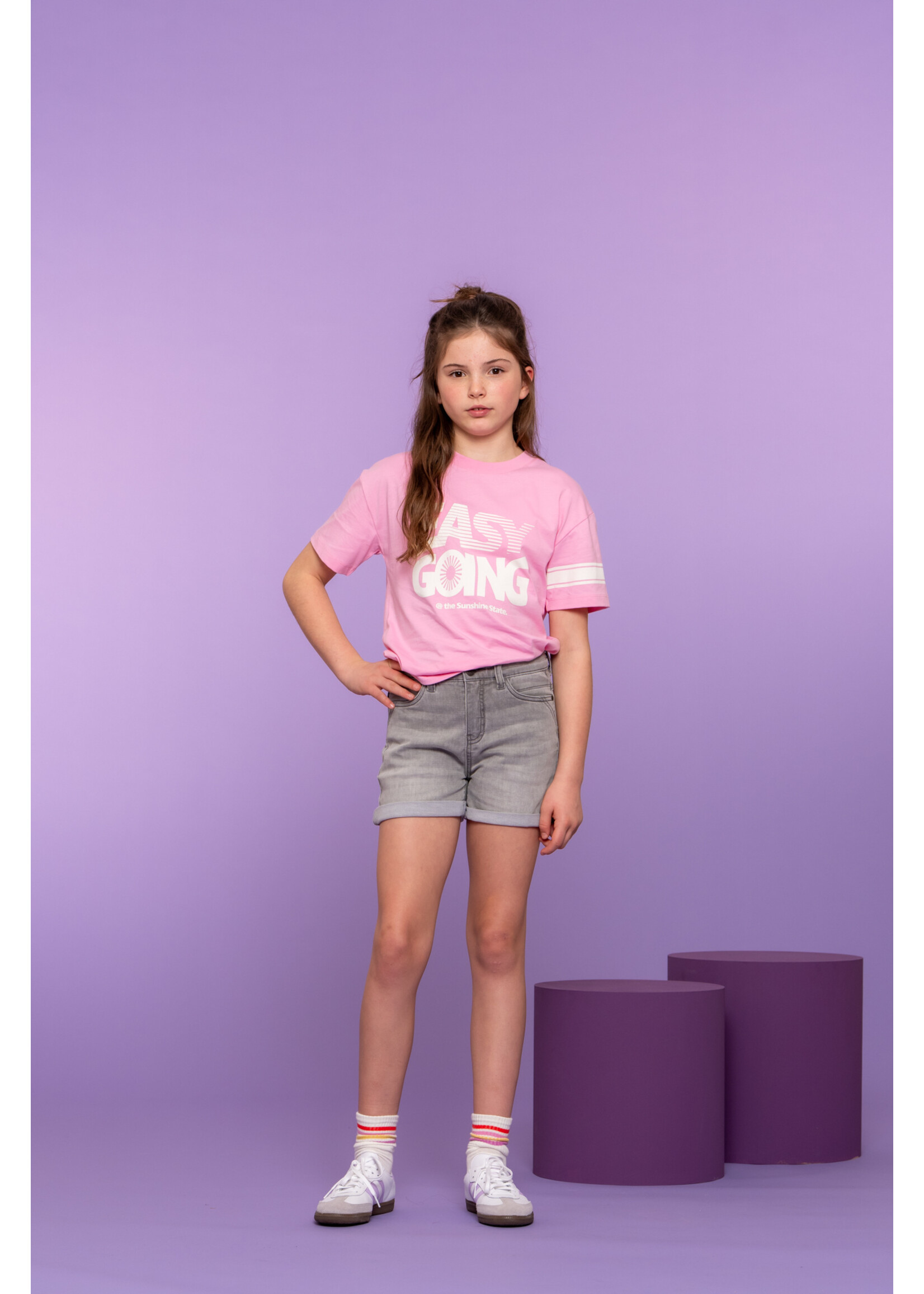 Geisha Spijkershort 61052 jogdenim - grijs