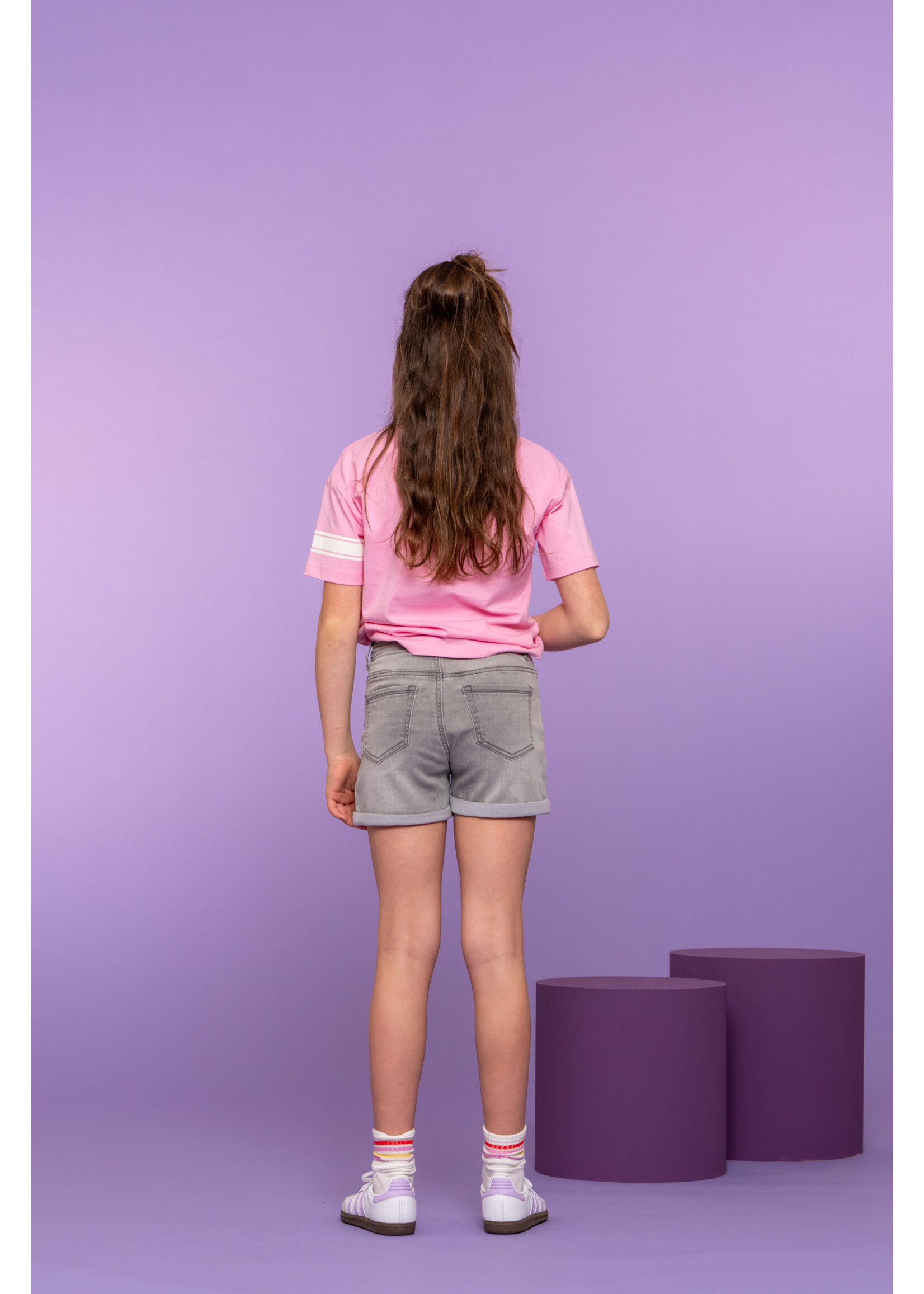 Geisha Spijkershort 61052 jogdenim - grijs