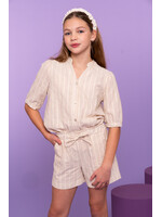 Geisha Blouse lurex stripe 63169 - ecru