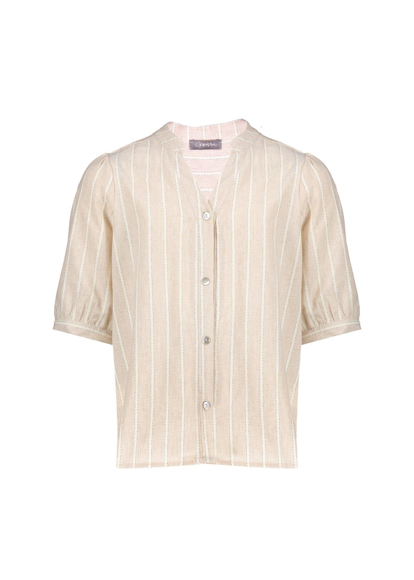 Geisha Blouse lurex stripe 63169 - ecru
