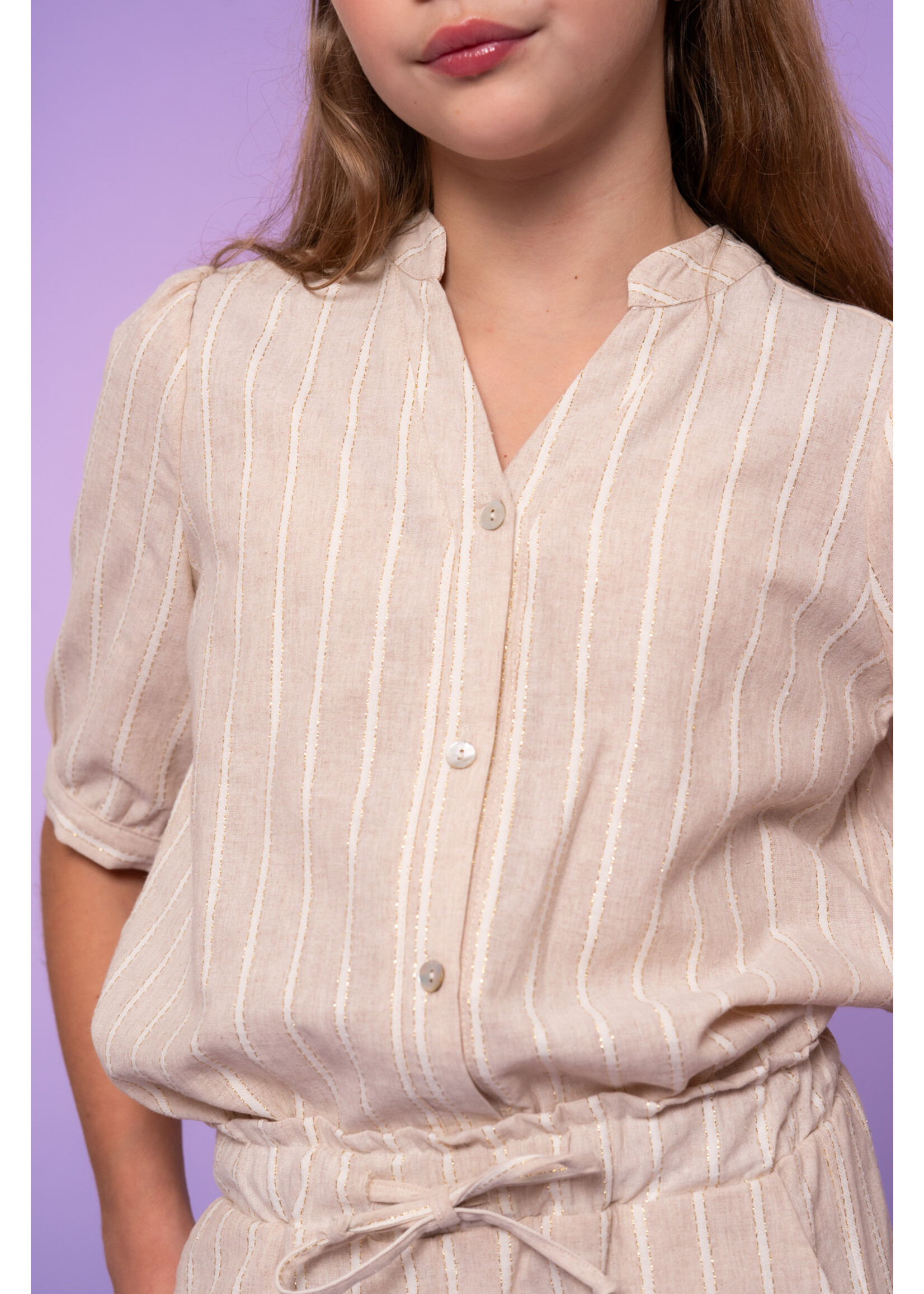 Geisha Blouse lurex stripe 63169 - ecru